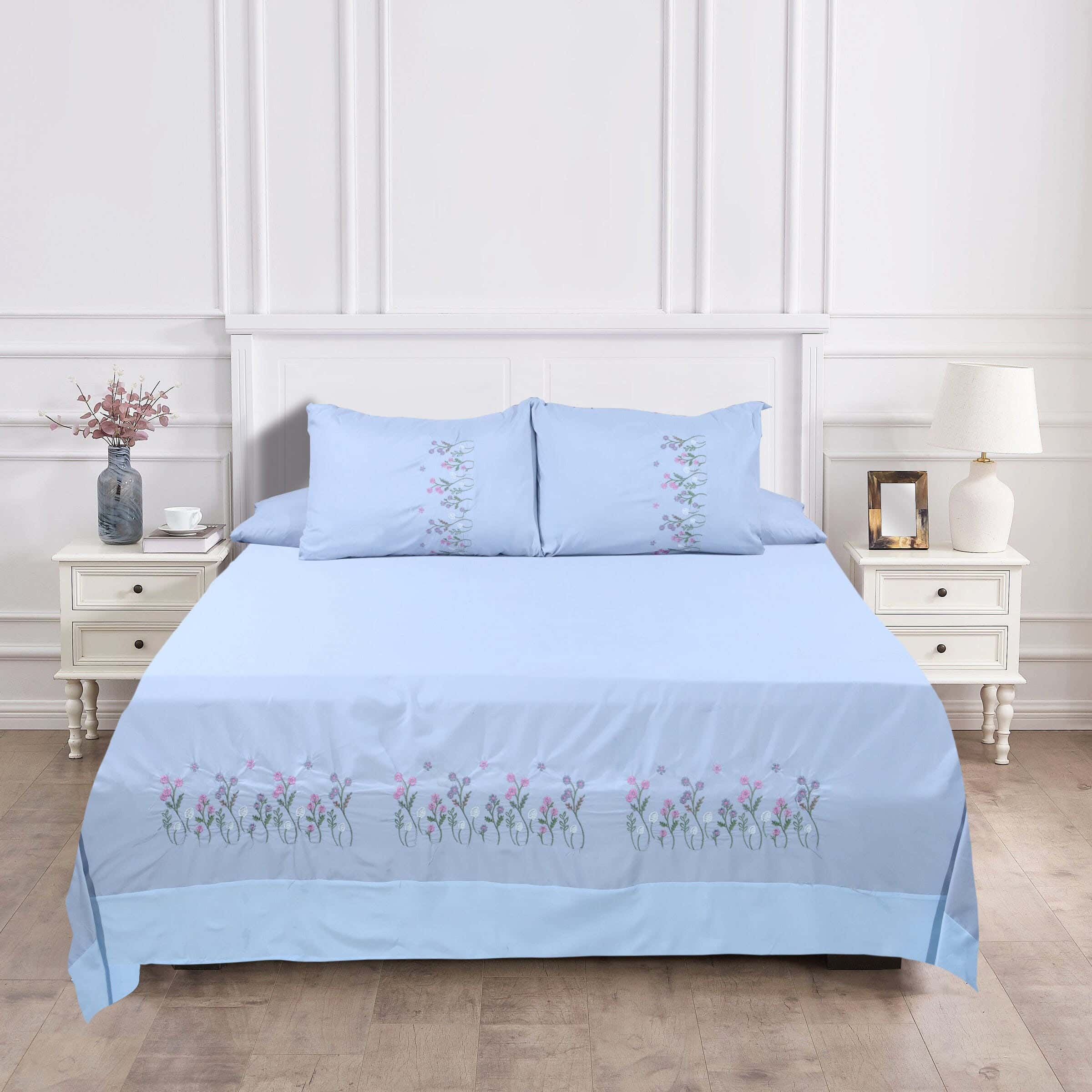 Instagold Microfiber Bed Sheet Set, 4 Pieces, 240×240 cm, 1650 gm - Grey