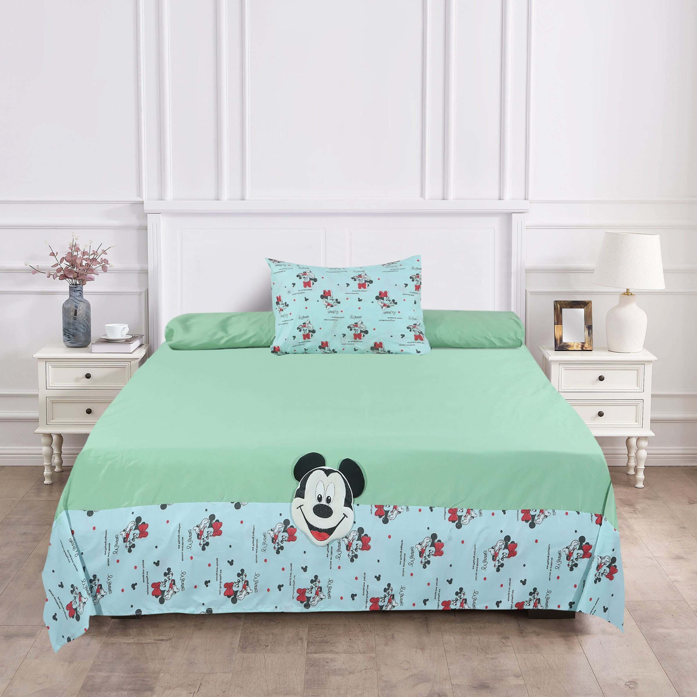 Kinzy Bed Microfiber Children Bed Sheet Set, 6 Pieces, 240×185 cm, 2400 gm - Green