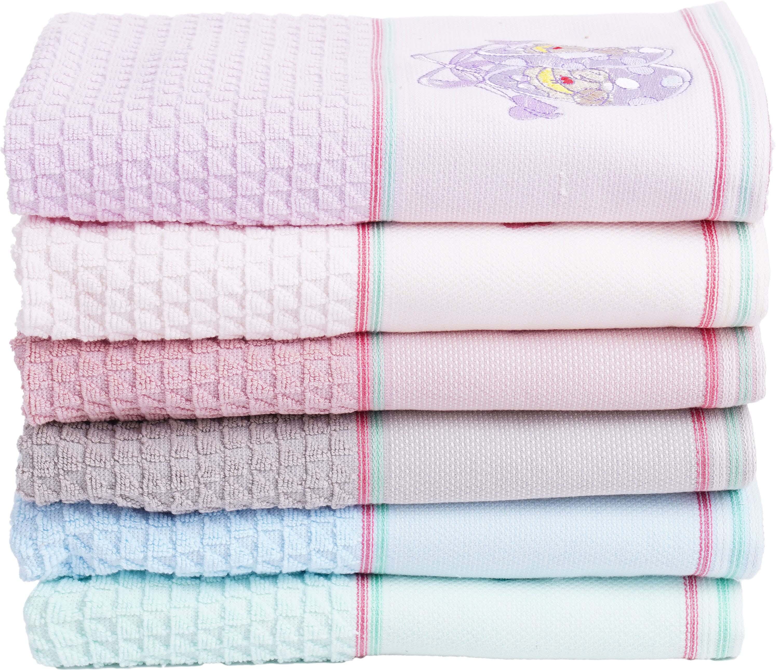 El Srougy Cotton Kids Towel Set, 6 Pieces, 80×50 cm, approximately 250 grm - Multicolor