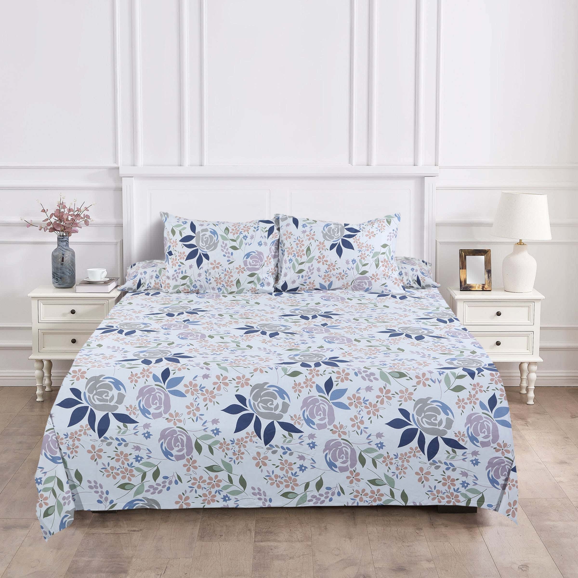 Lili Cotton Bed Sheet Set, 4 Pieces, 240×240 cm, 1900 gm - Multicolor
