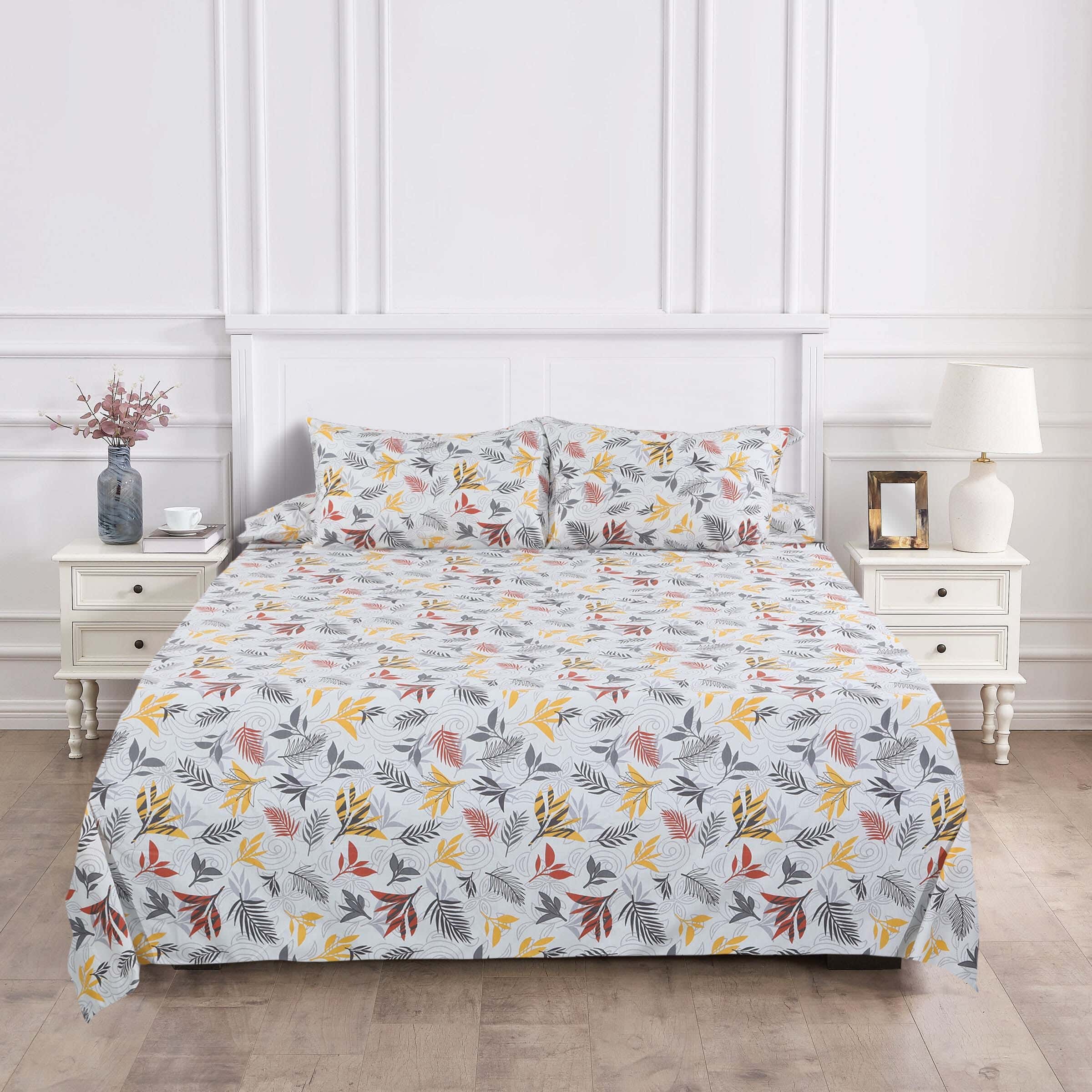 Lili Cotton Bed Sheet Set, 4 Pieces, 240×240 cm, 1900 gm - Multicolor