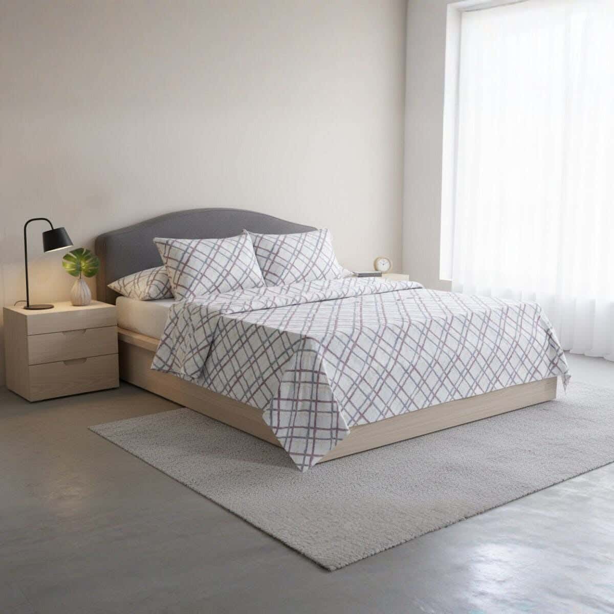 Lili Cotton Bed Sheet Set, 4 Pieces, 240×240 cm, 1900 gm - Multicolor