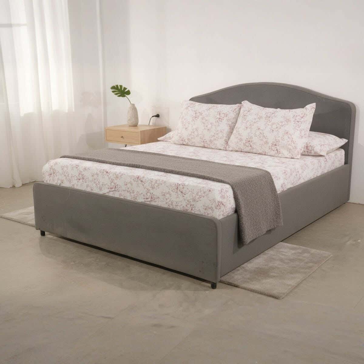 Lili Cotton Elastic Bedding Sheet Set, 4 Pieces, 200×160 cm, 1100 gm - Off White Red