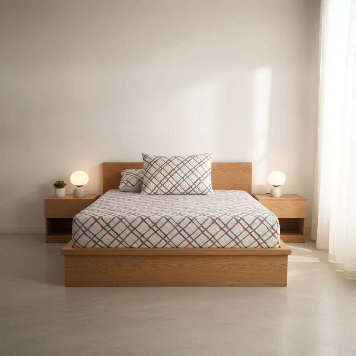 Lili Cotton Elastic Bedding Sheet Set, 6 Pieces, 200×120 cm, 1500 gm - Multicolor