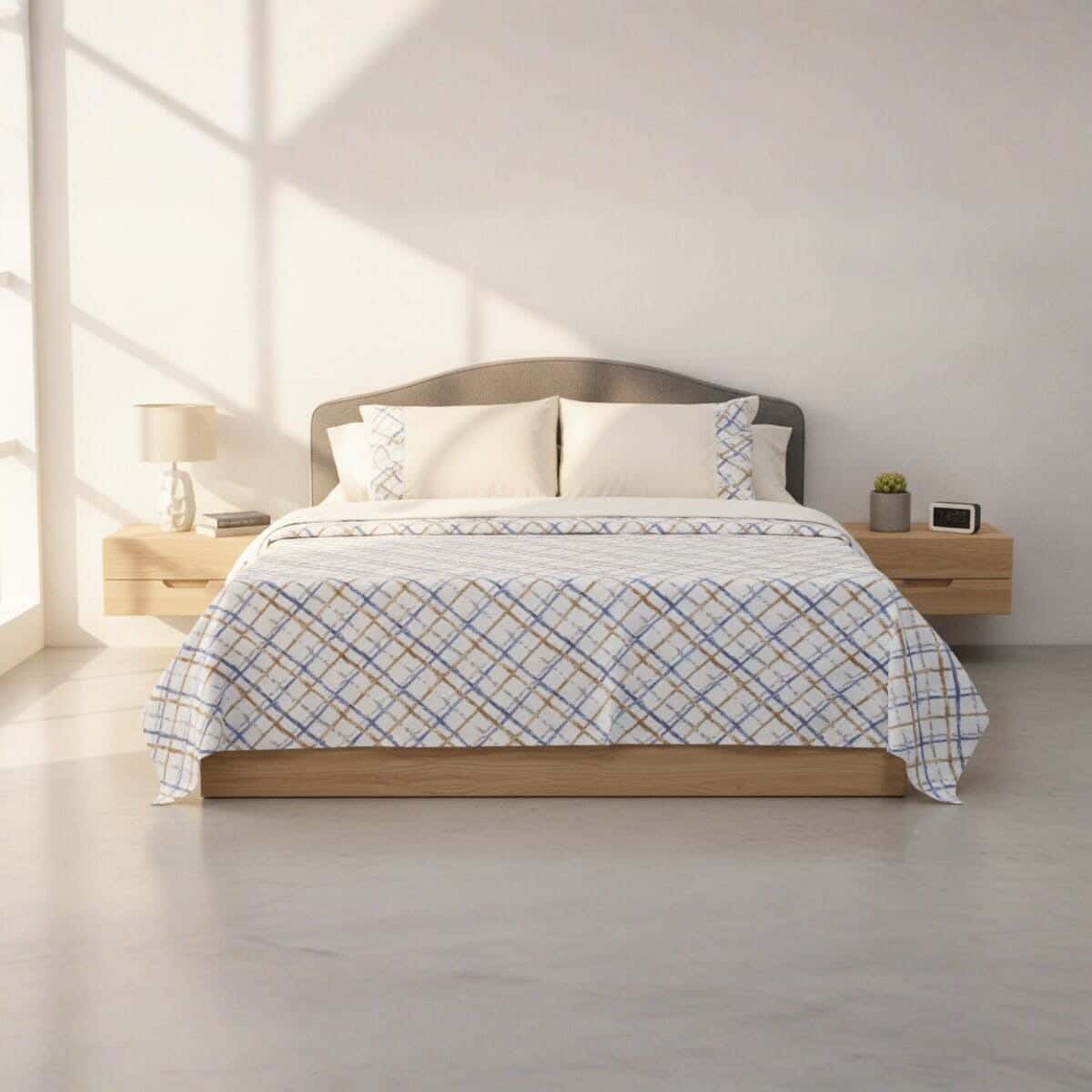 Kashmir cotton Bed sheet set, 4 pieces, 240x260 cm, 2000 gm - Multicolor