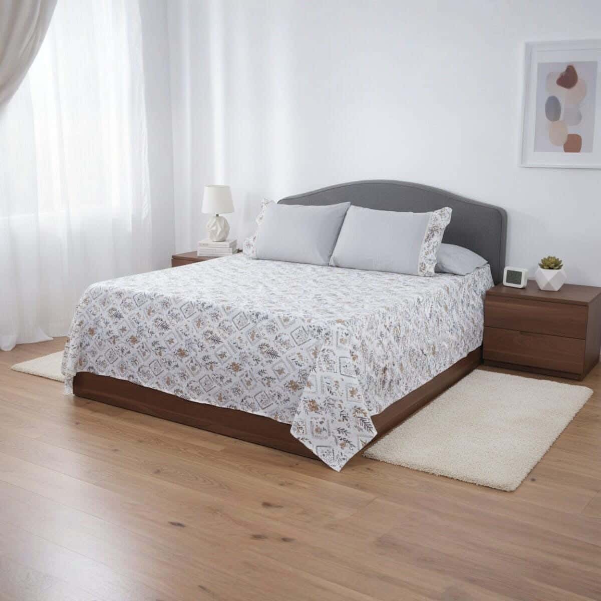 Kashmir cotton Bed sheet set, 4 pieces, 240x260 cm, 2000 gm - Multicolor