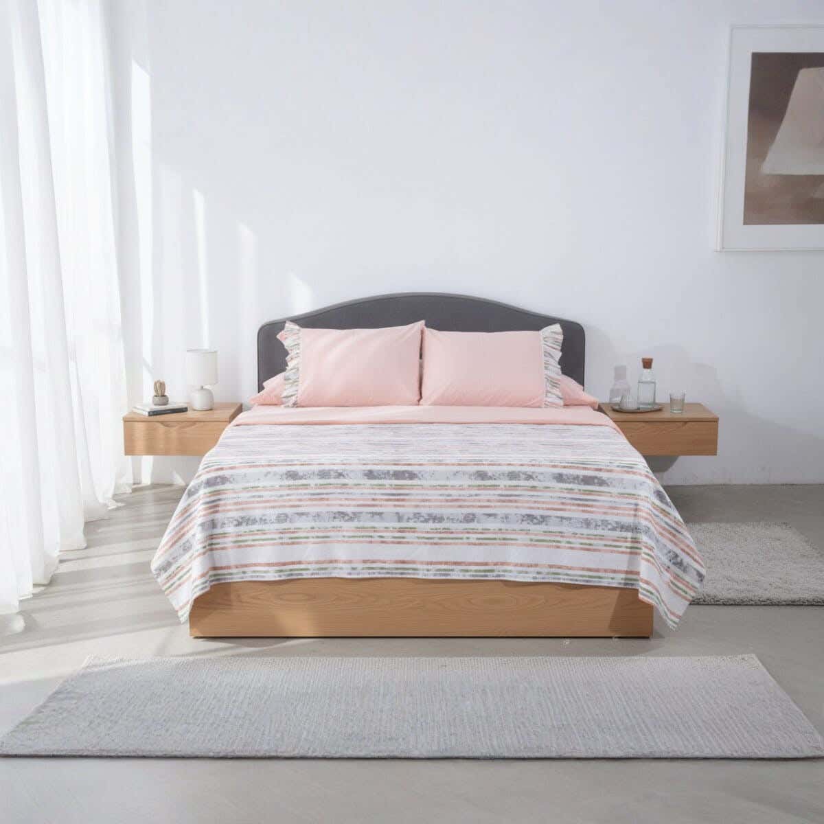 Kashmir cotton Bed sheet set, 4 pieces, 240x260 cm, 2000 gm - Multicolor