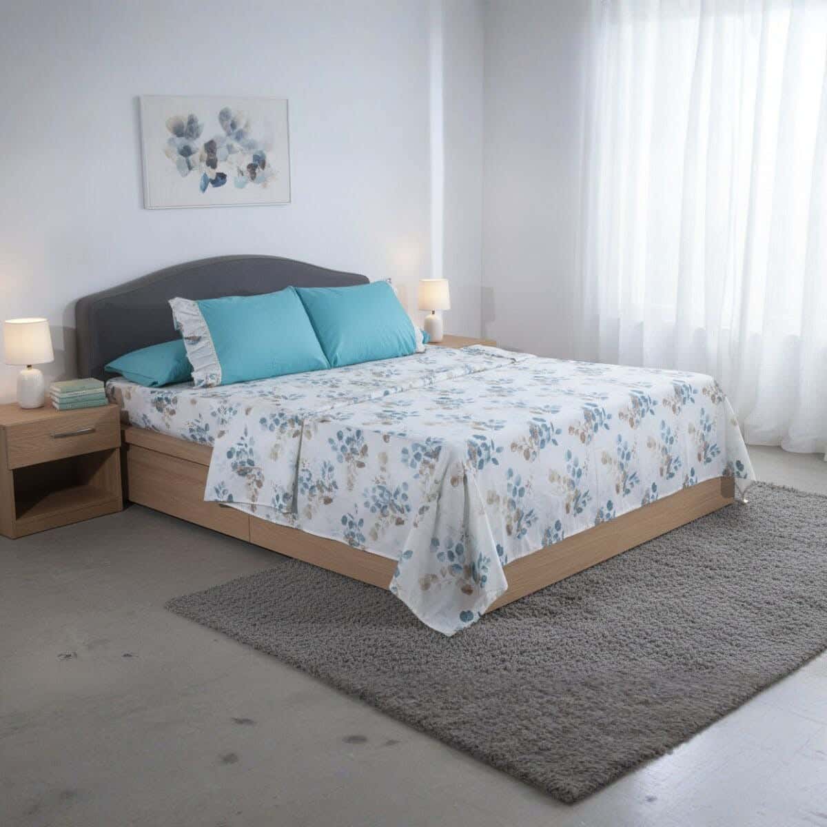 Kashmir cotton Bed sheet set, 4 pieces, 240x260 cm, 2000 gm - Multicolor