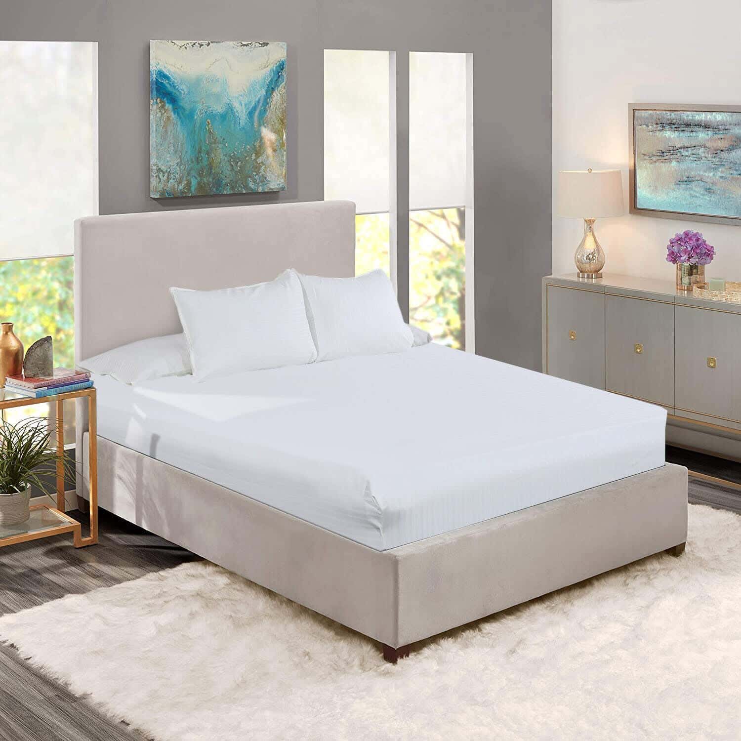 Lili Cotton Elastic Bed Sheet Set, 4 Pieces, 200×180 cm, 1350 gm - Off White