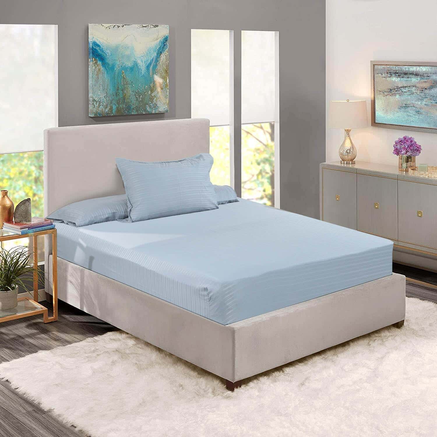 Lili Cotton Elastic Bed Sheet Set, 6 Pieces, 200×120 cm, 2000 gm - Grey