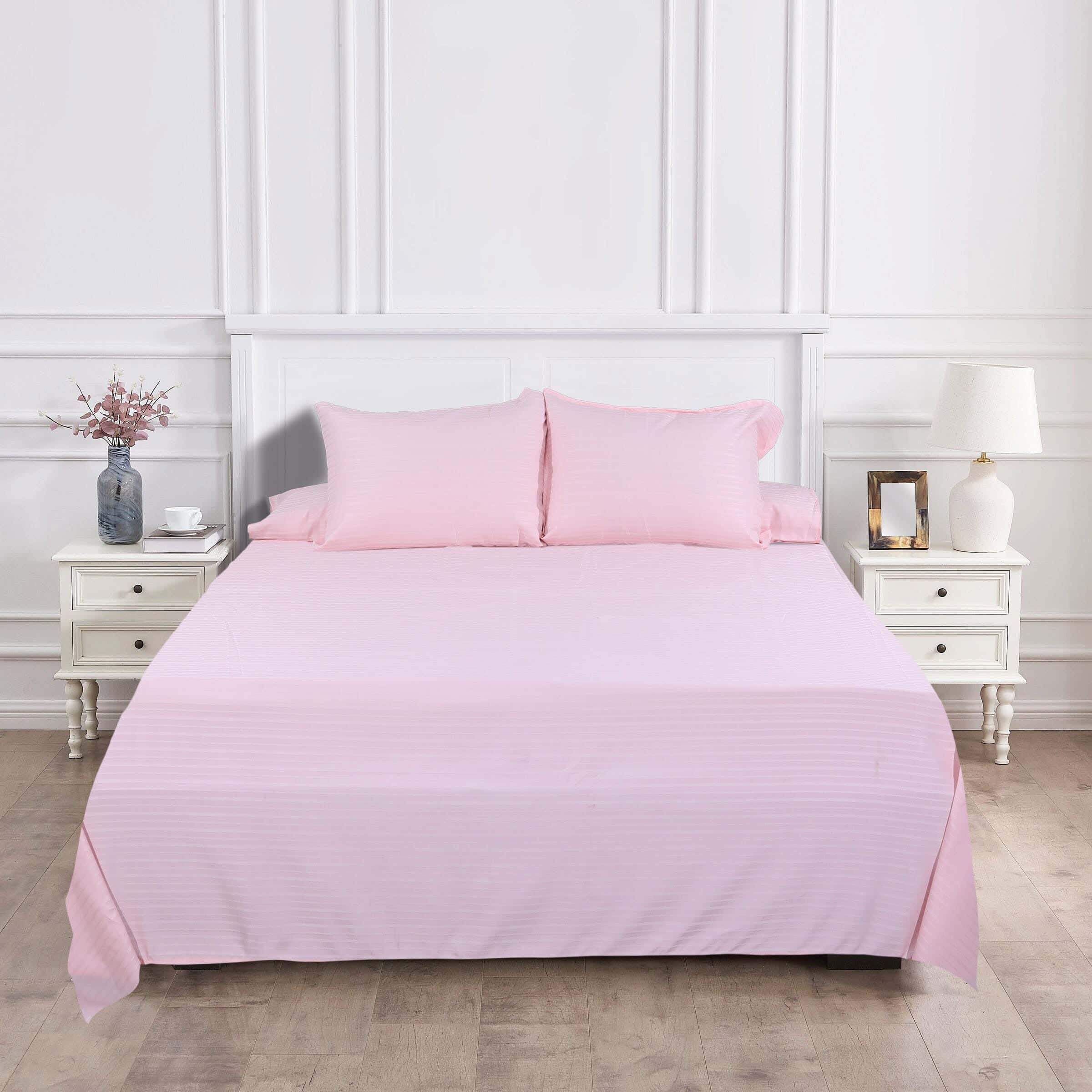 Lili Cotton Bed Sheet Set, 4 Pieces, 240×260 cm, 1400 gm - Pink