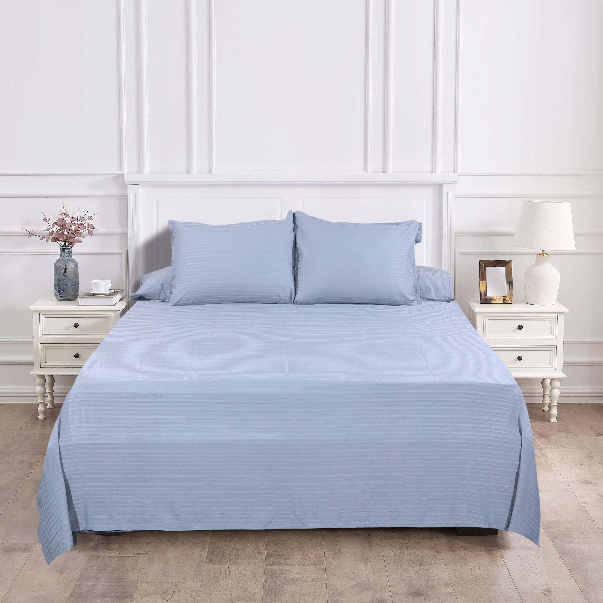 Lili Cotton Bed Sheet Set, 4 Pieces, 240×260 cm, 1400 gm - Light Grey