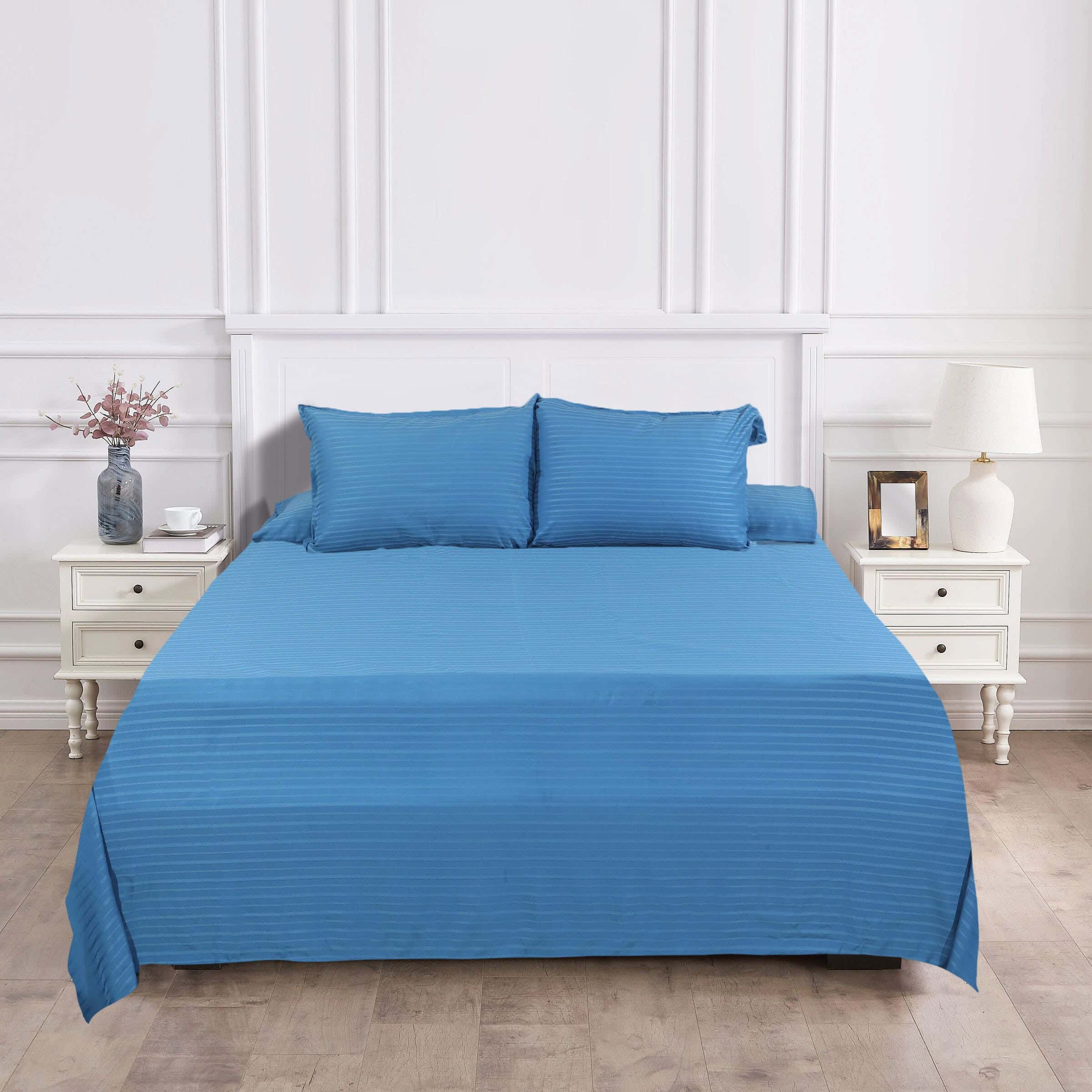 Lili Cotton Bed Sheet Set, 4 Pieces, 240×260 cm, 1400 gm - Petrol