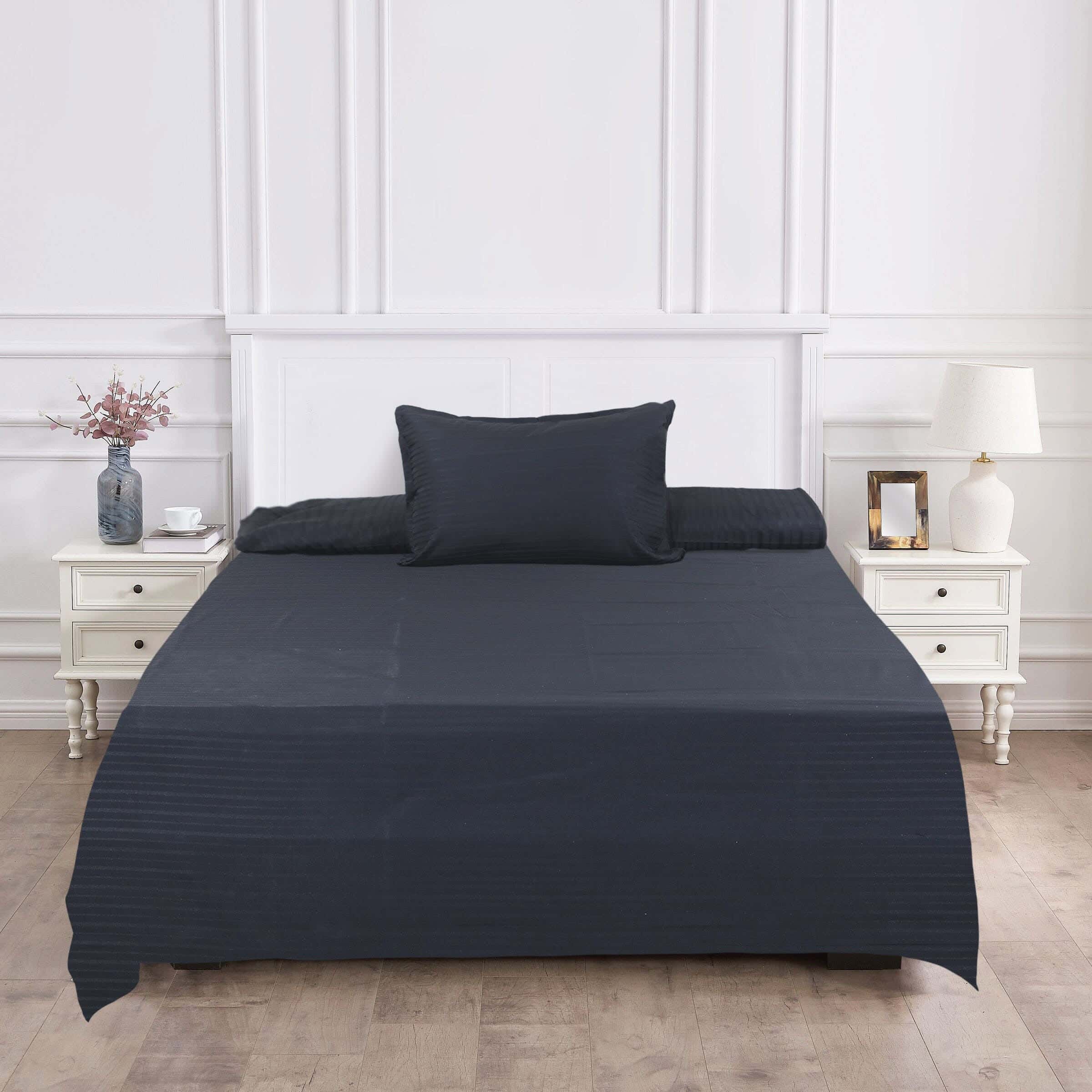 Lili Cotton Bed Sheet Set, 6 Pieces, 200×240 cm, 2000 gm - Black