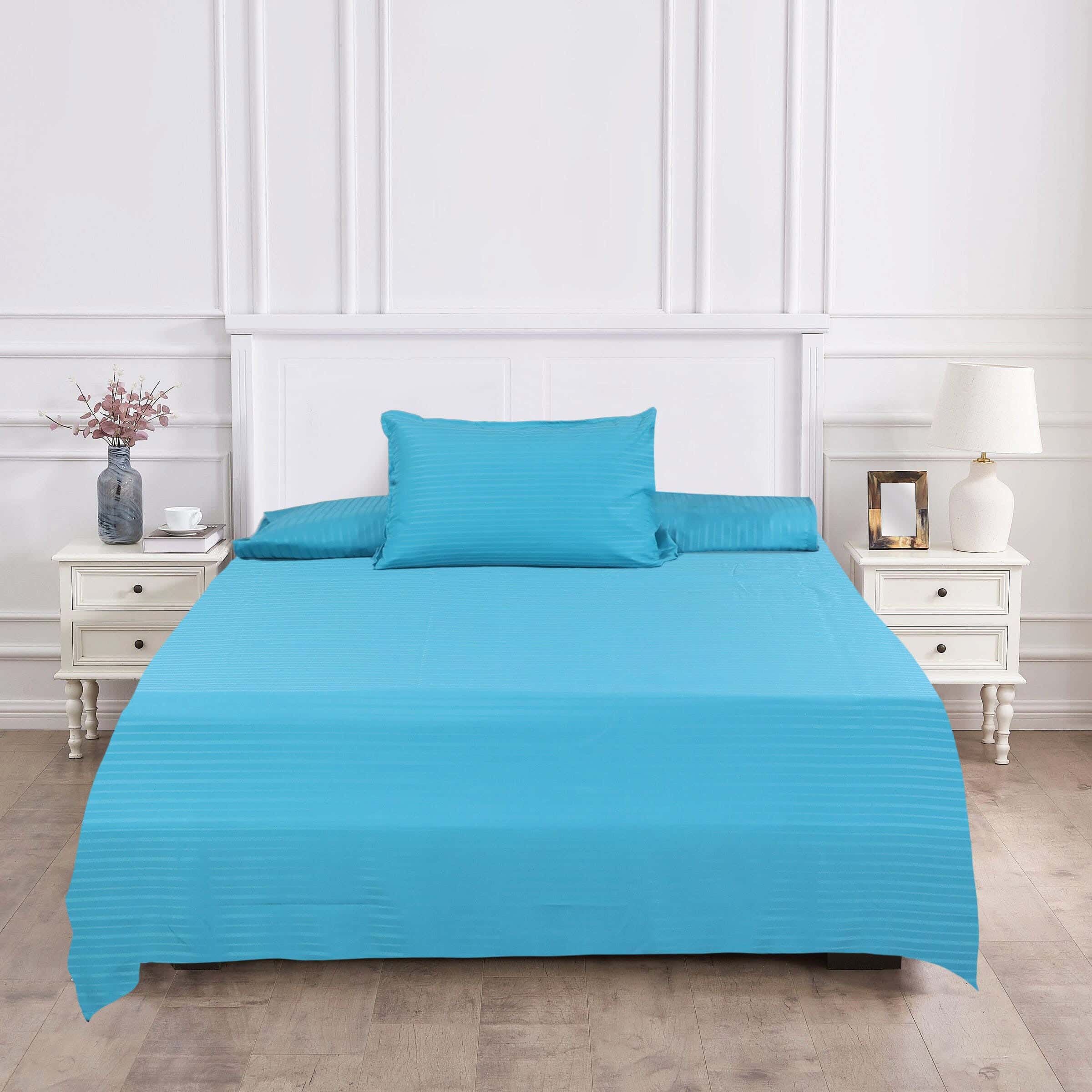 Lili Cotton Bed Sheet Set, 6 Pieces, 200×240 cm, 2000 gm - Blue