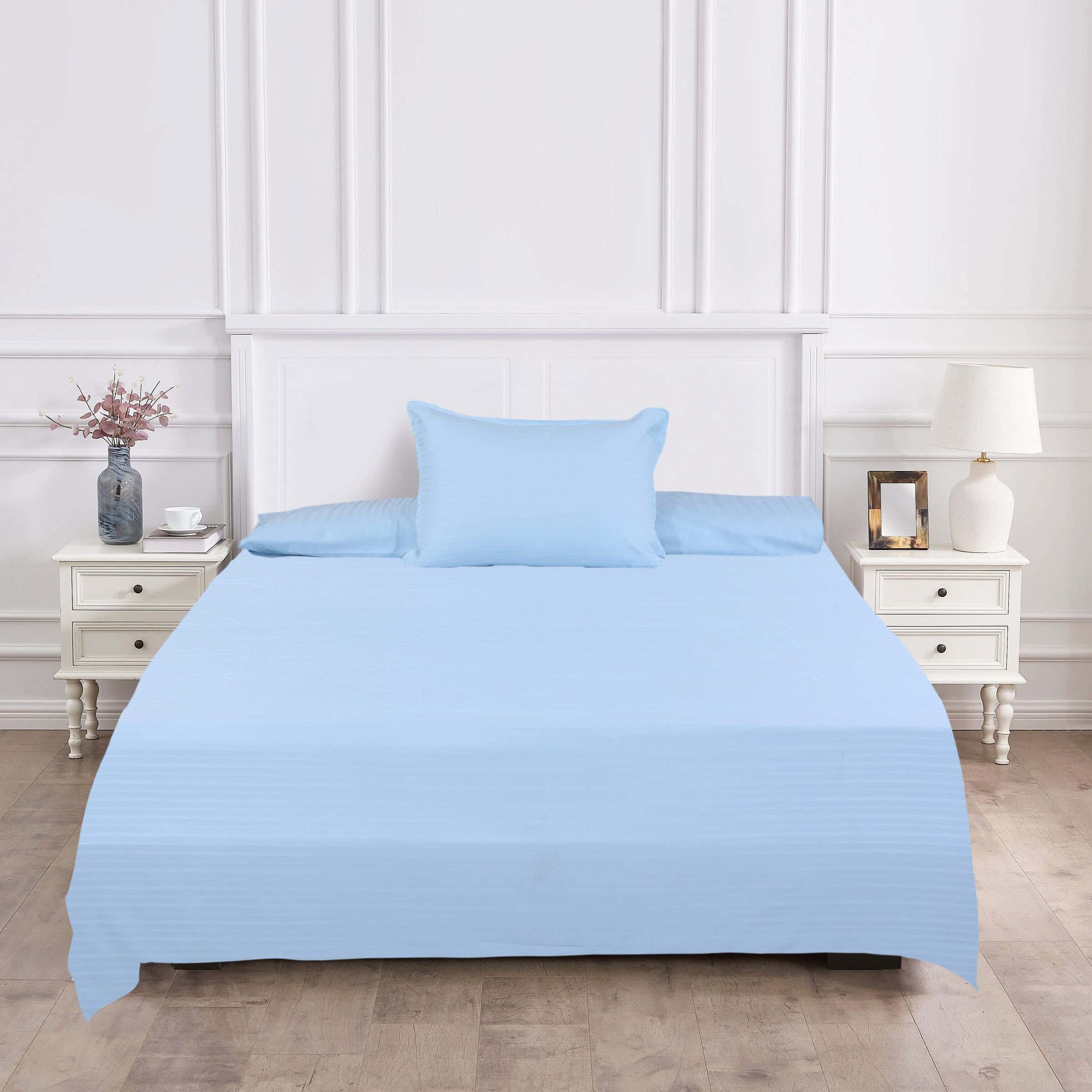 Lili Cotton Bed Sheet Set, 6 Pieces, 200×240 cm, 2000 gm - Light Blue