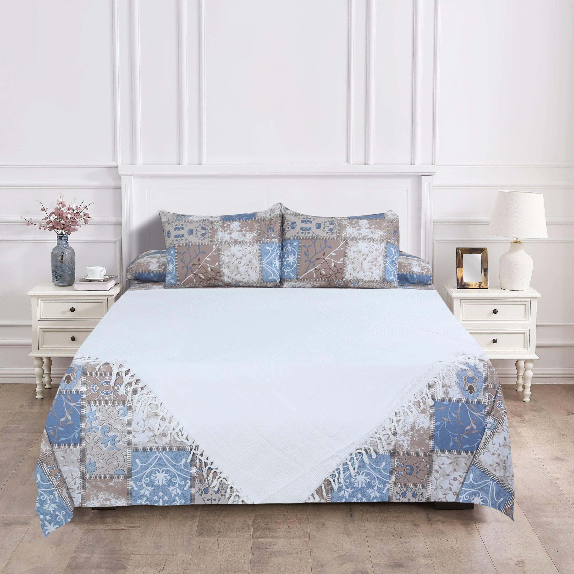Lili Cotton Comforter and Bed Sheet Set, 5 Pieces, 3000 gm - Off White