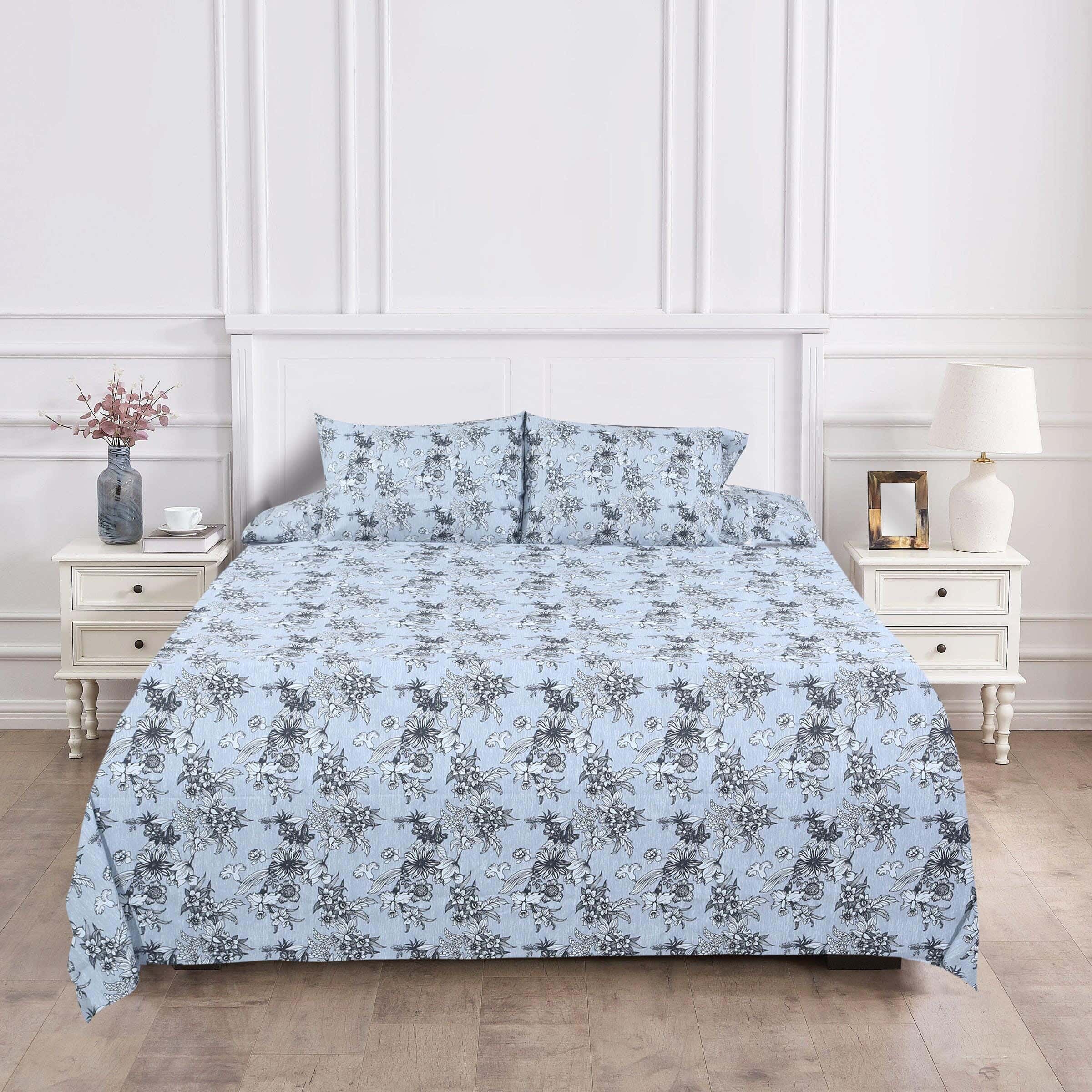 Raha Cotton Bed Sheet Set, 4 Pieces, 240×260 cm, 1500 grams - Multicolor