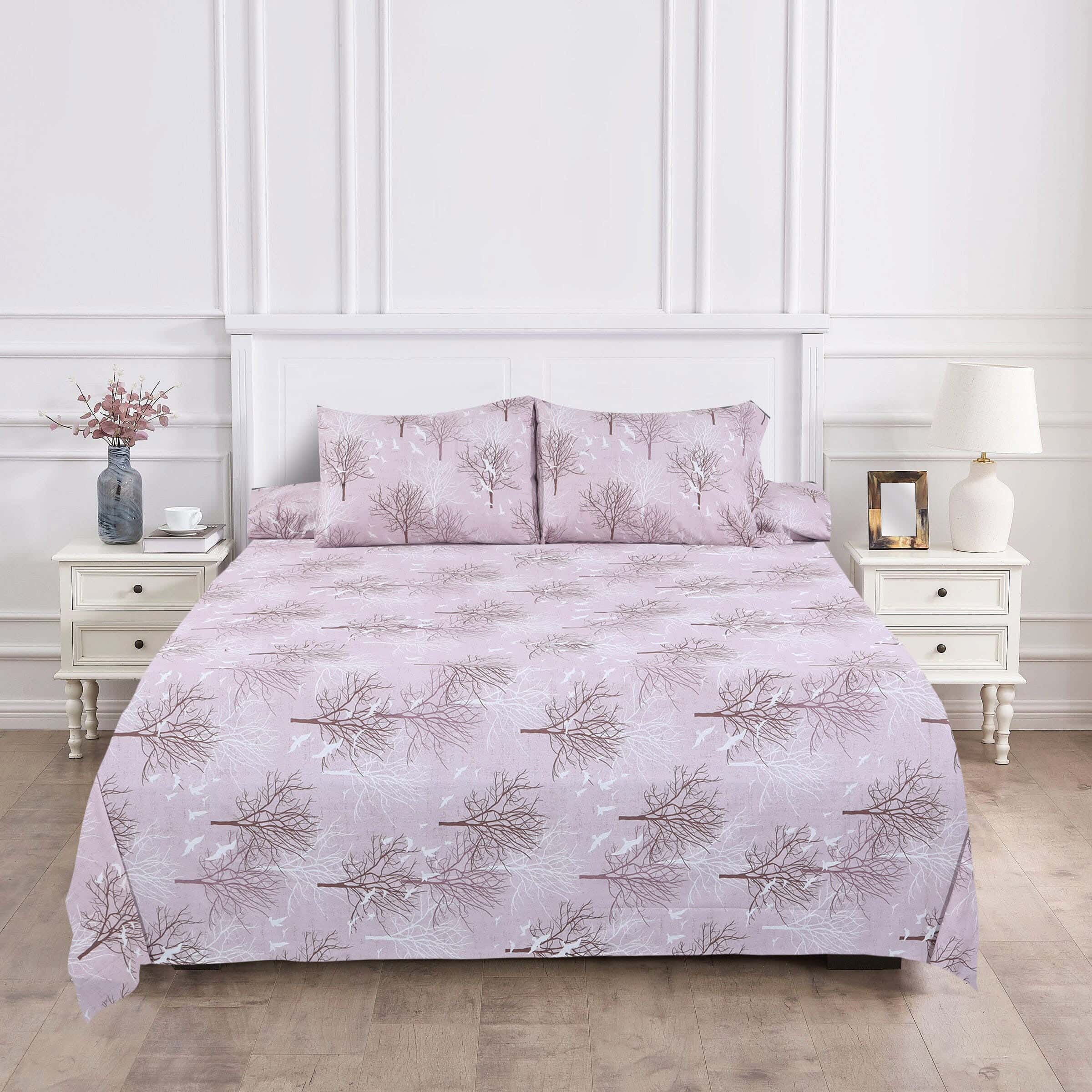 Raha Cotton Bed Sheet Set, 4 Pieces, 240×260 cm, 1500 grams - Multicolor