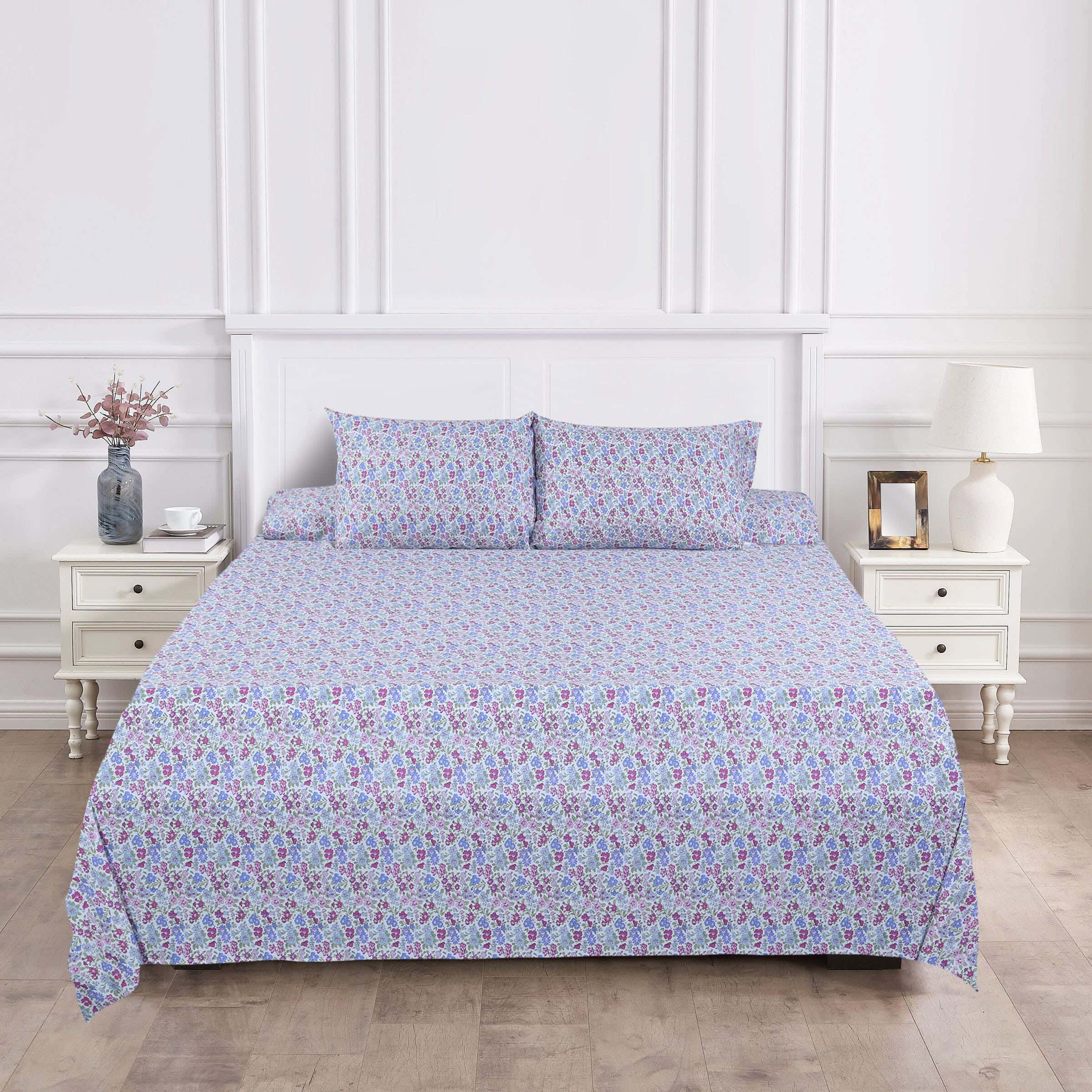 Raha Cotton Bed Sheet Set, 4 Pieces, 240×260 cm, 1500 grams - Multicolor