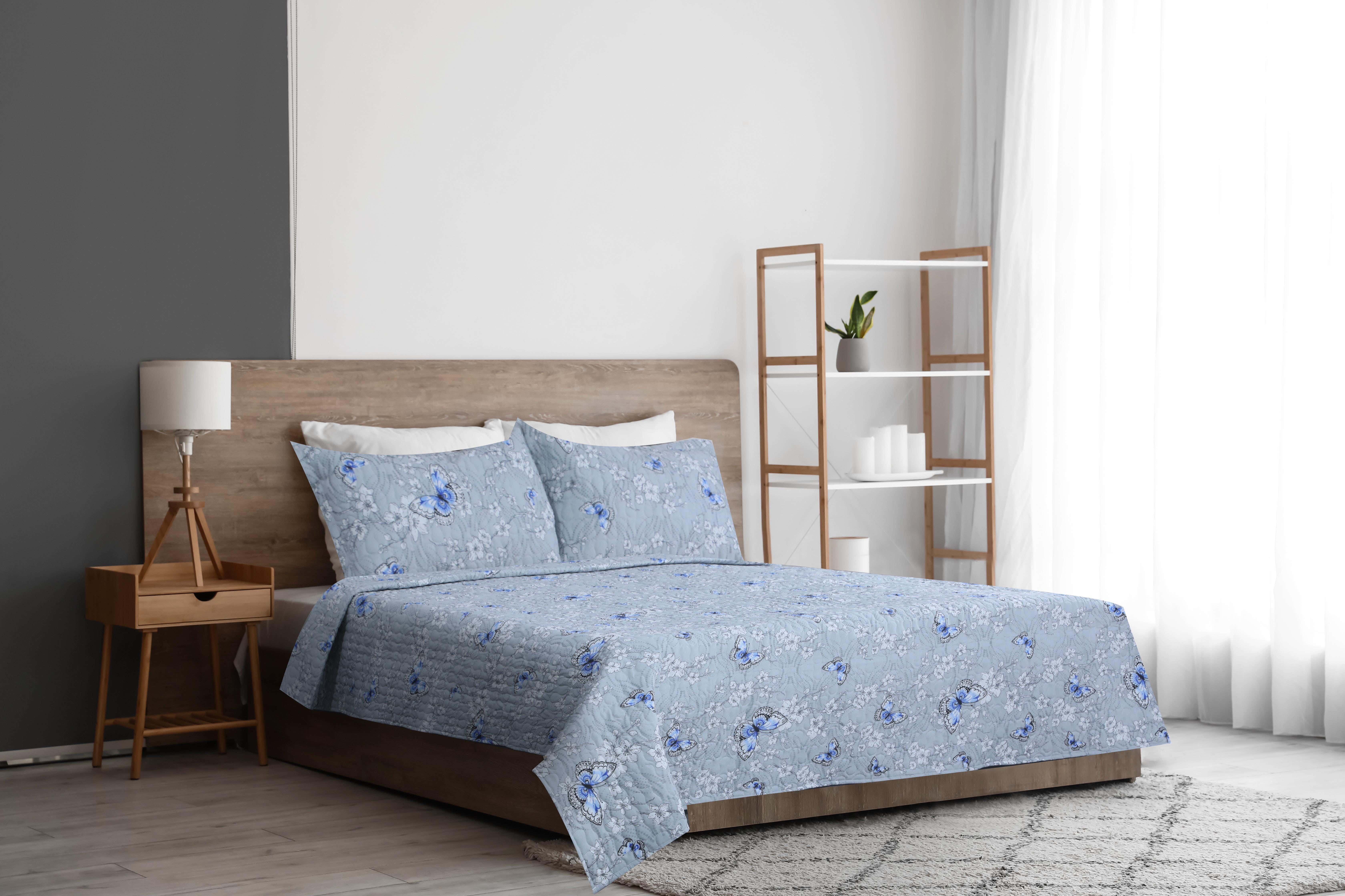 Raha Cotton Comforter Set, 3 Pieces, 220×240 cm, 2800 gm - Grey
