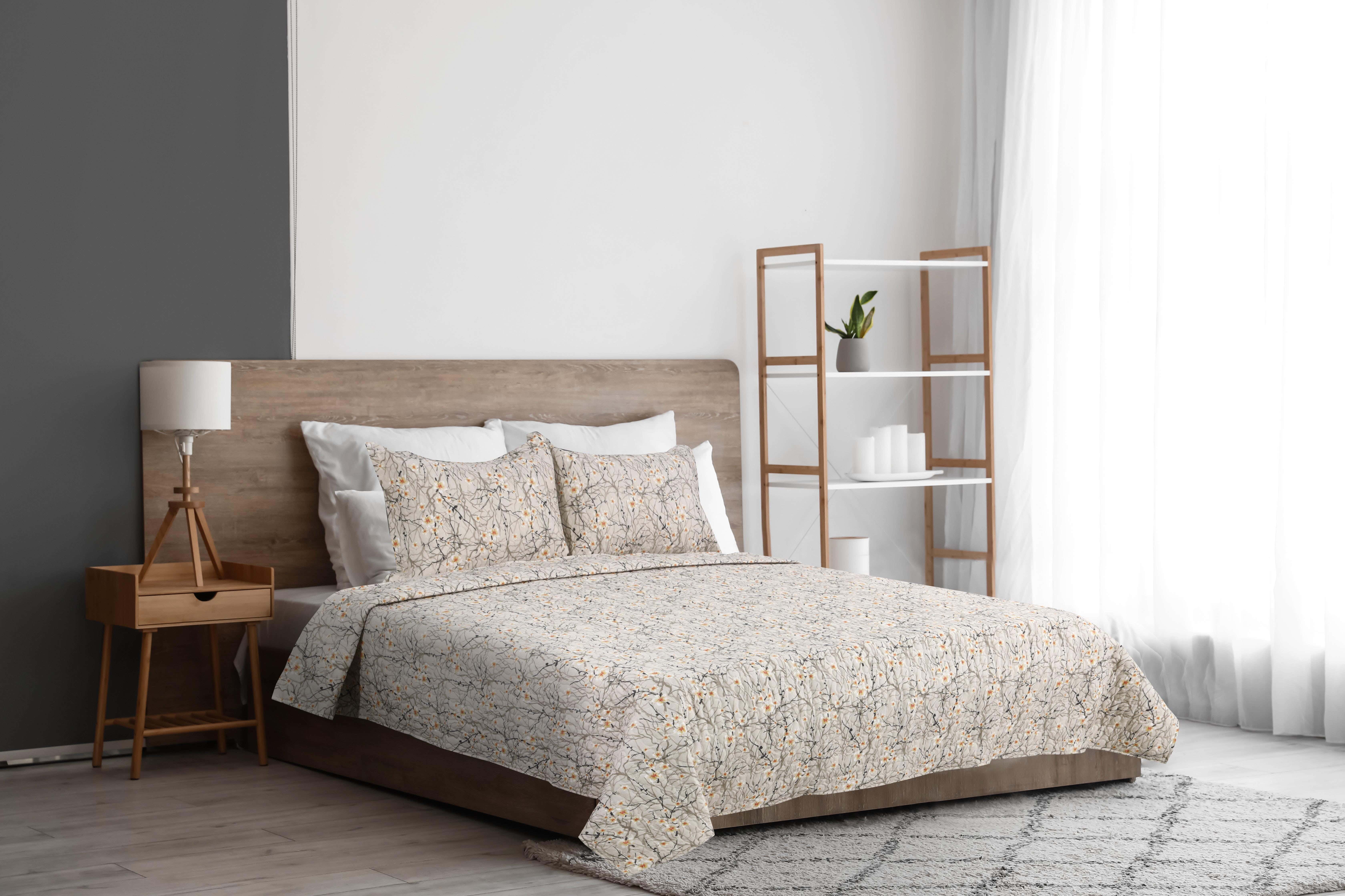 Raha Cotton Comforter Set, 3 Pieces, 220×240 cm, 2800 gm - Beige
