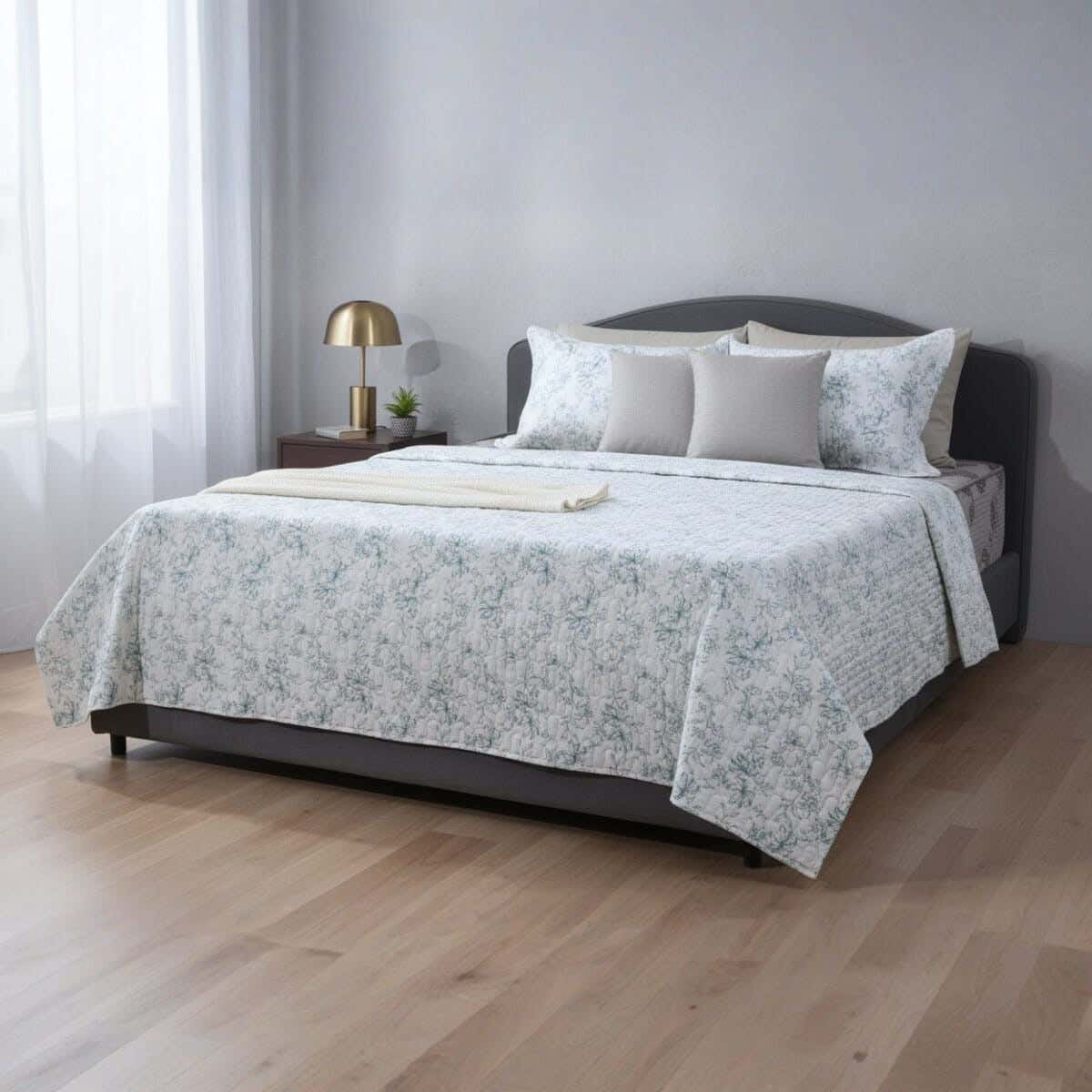 Raha Cotton Comforter Set, 3 Pieces, 220×240 cm, 2800 gm - Green White