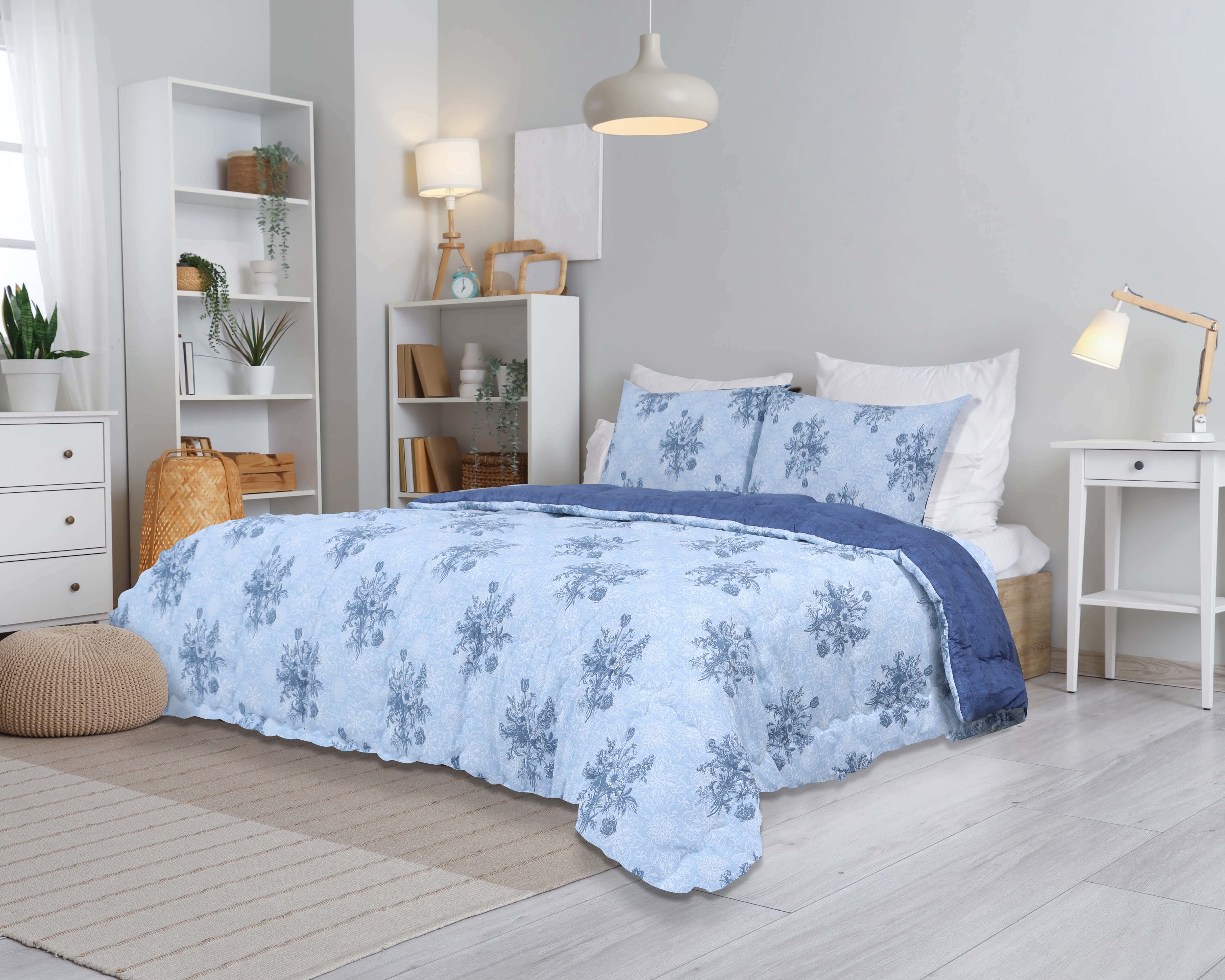 Forbed Cotton Quilt Set, 3 Pieces, 220×240 cm, 4400 gm - Light Blue