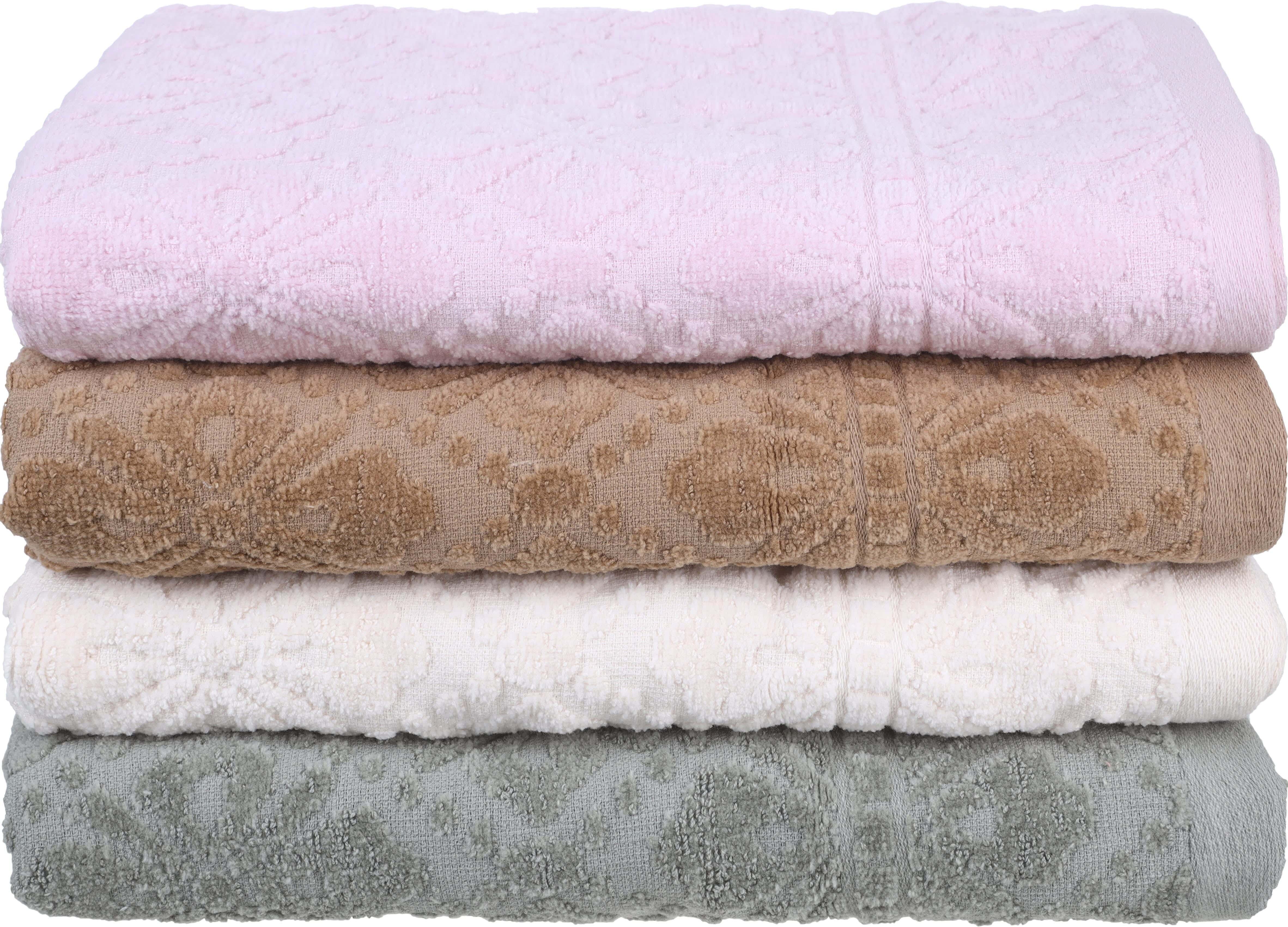 El KHERGAWY Cotton×Velvet Towel Set, 4 Pieces, 60×120 cm, approximately 350 grm - Multicolor