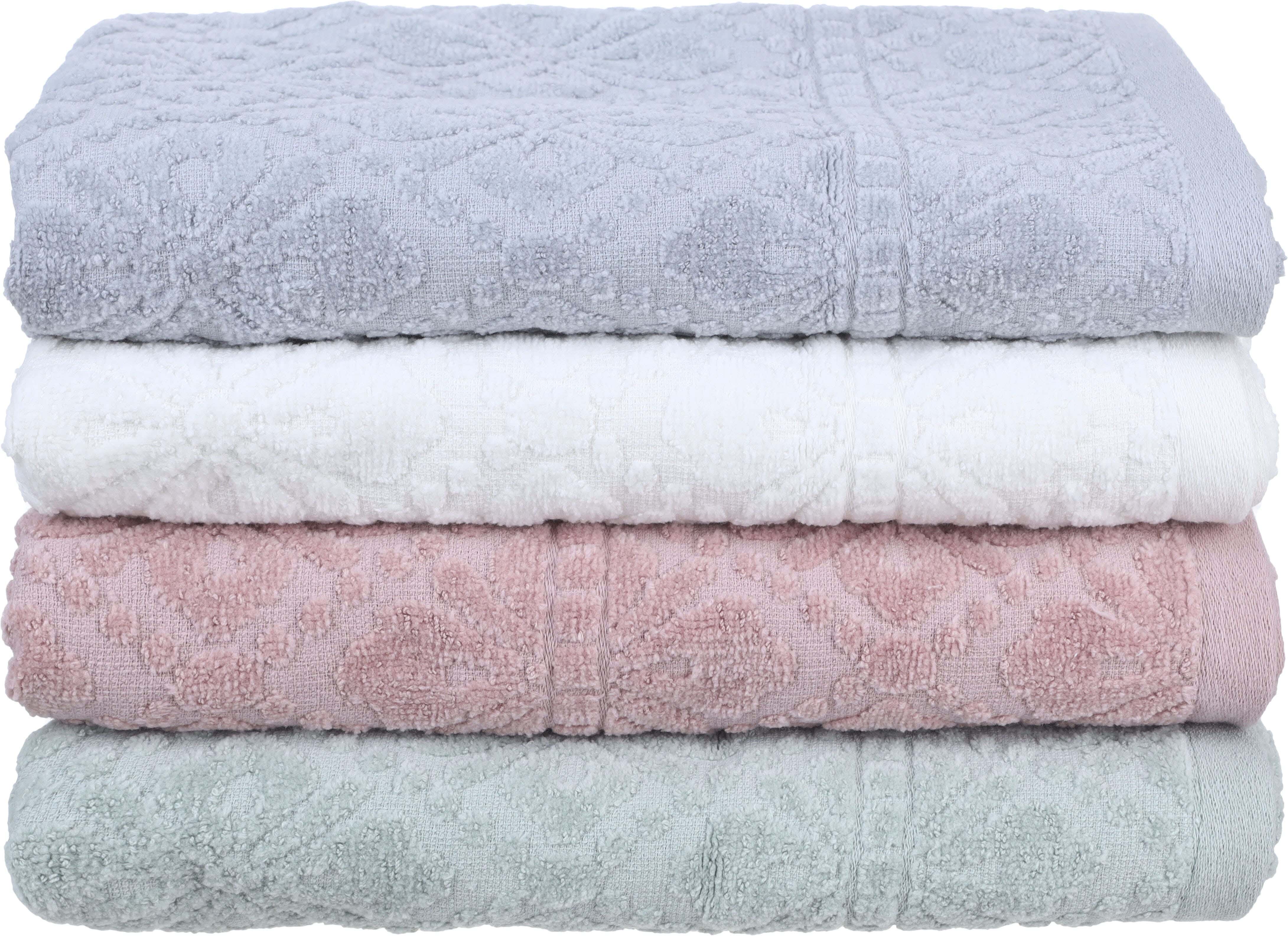 El KHERGAWY Cotton×Velvet Towel Set, 4 Pieces, 60×120 cm, approximately 350 grm - Multicolor