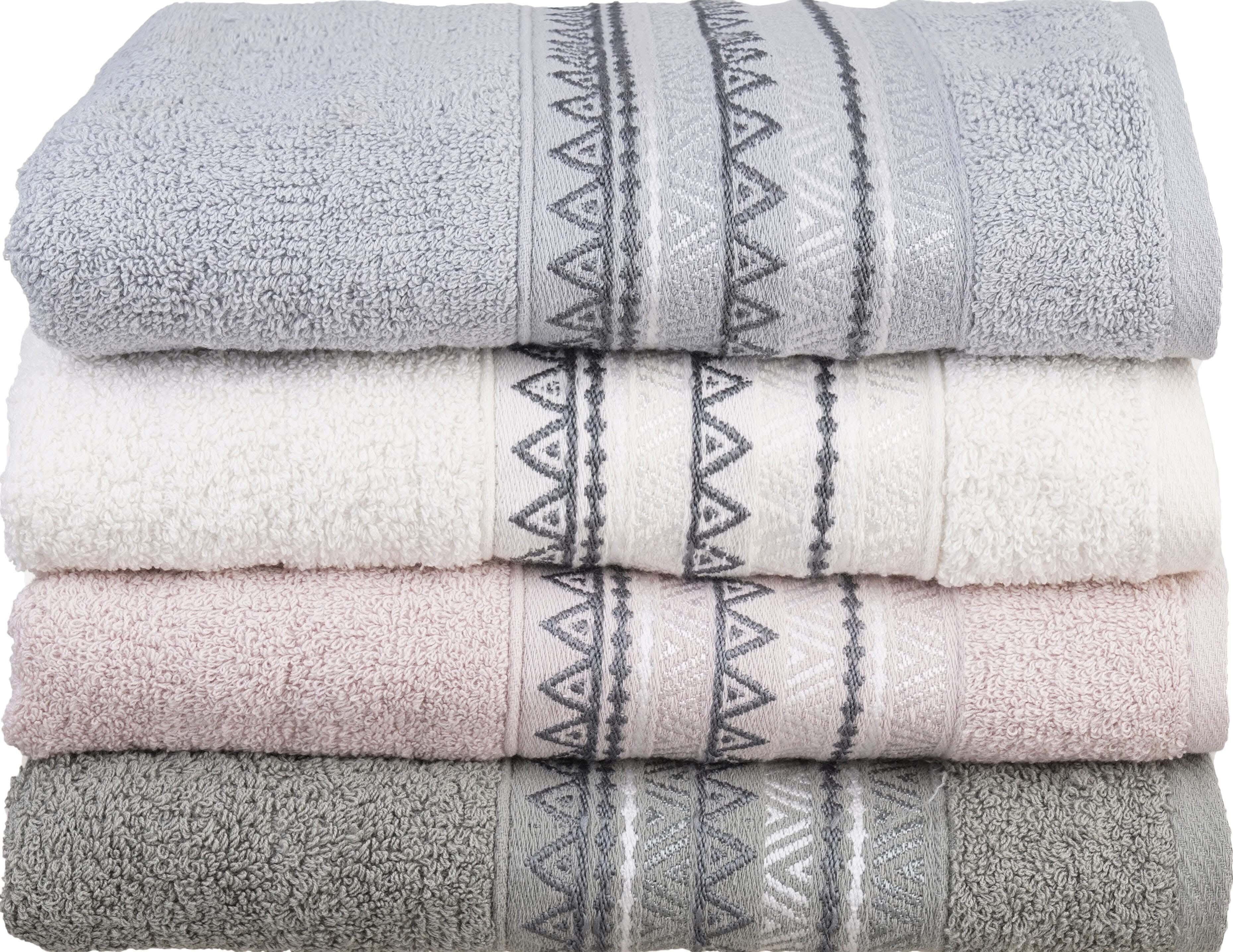 ELKHERGAWY Jacquard Cotton Towel Set, 4 Pieces, 60×120 cm, Approximately 350 grm- Multicolor