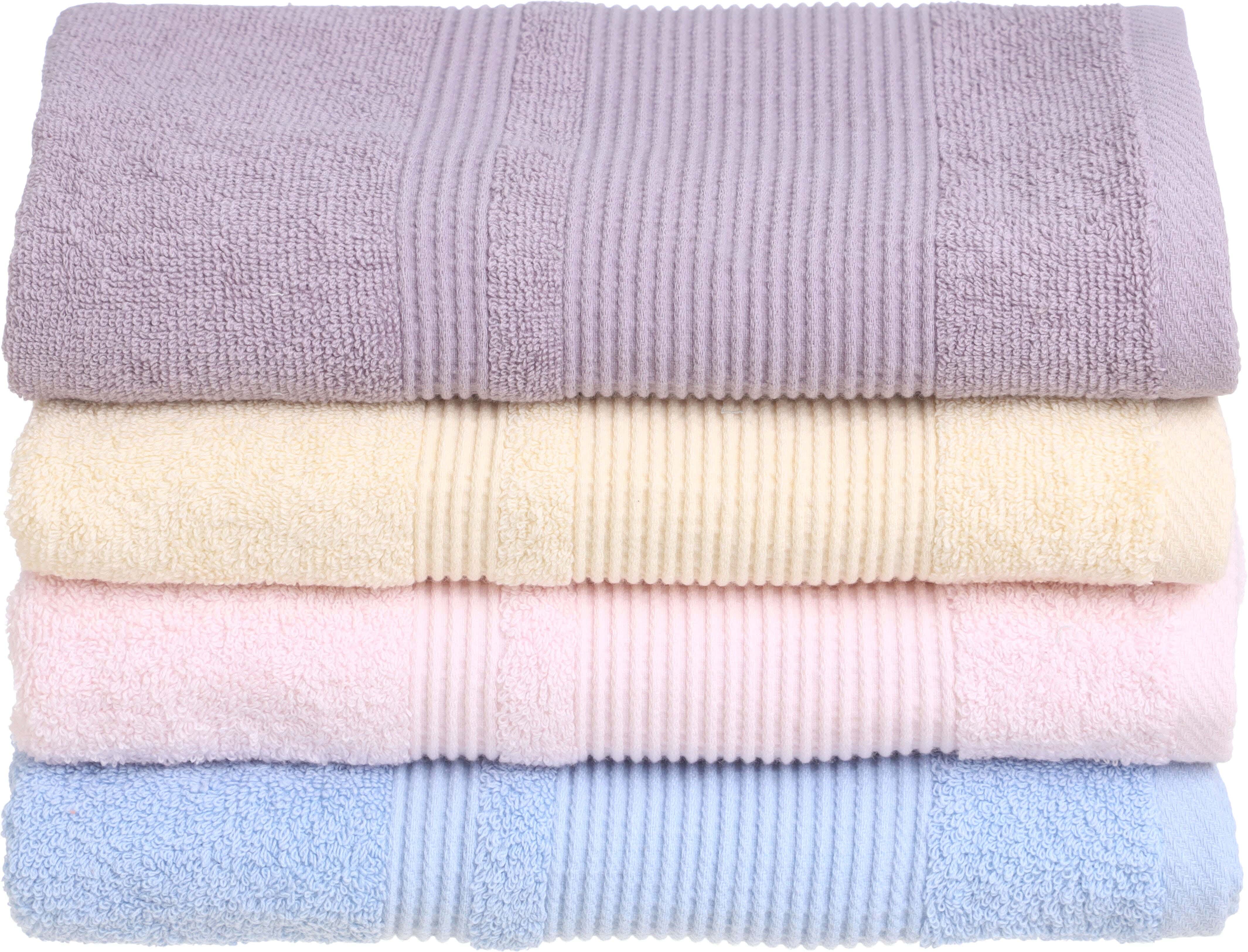 El Khergawy Jacquard Cotton Towel Set, 4 Pieces, 60×120 cm, Approximately 350 grm - Multicolor