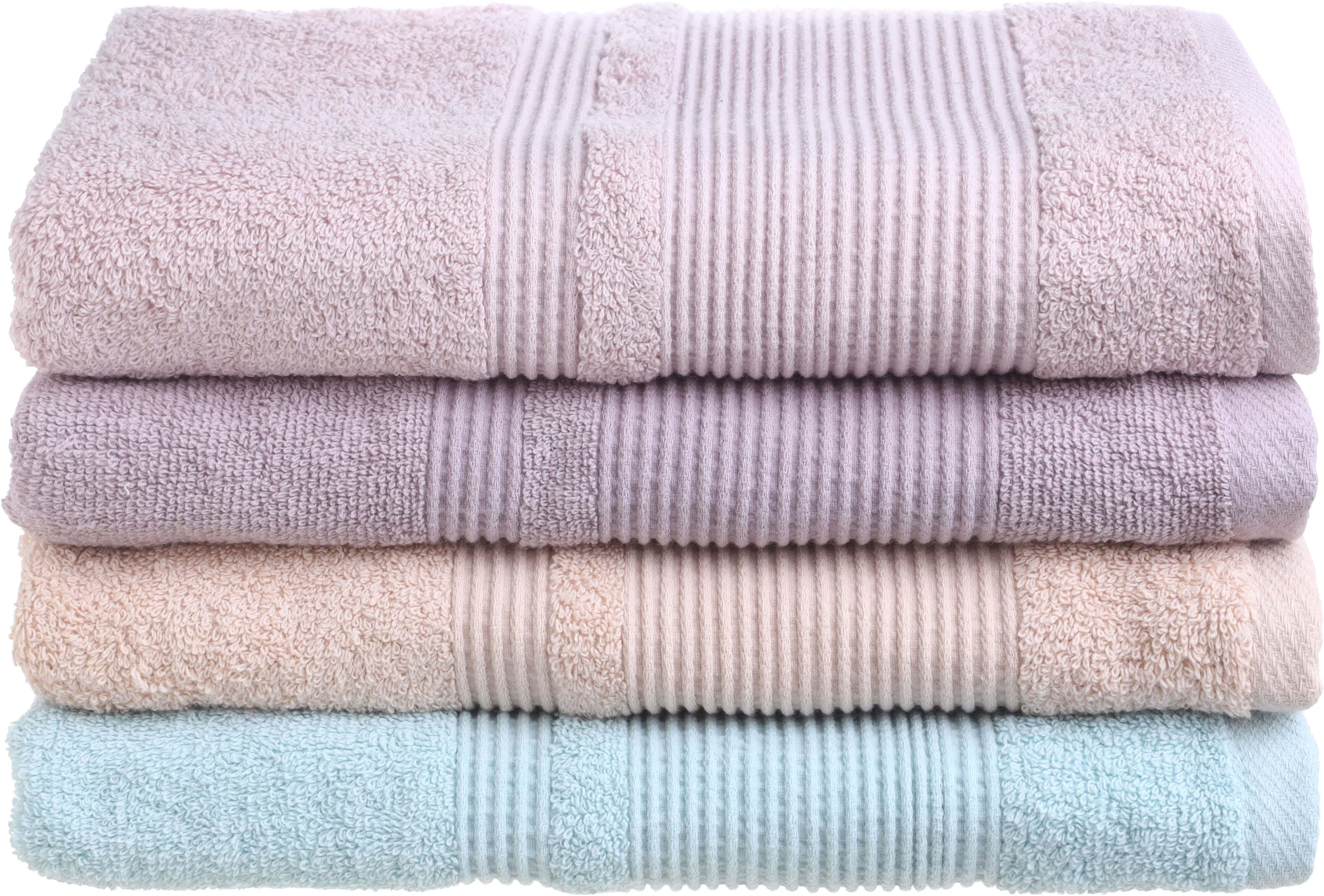 El Khergawy Jacquard Cotton Towel Set, 4 Pieces, 60×120 cm, Approximately 350 grm - Multicolor