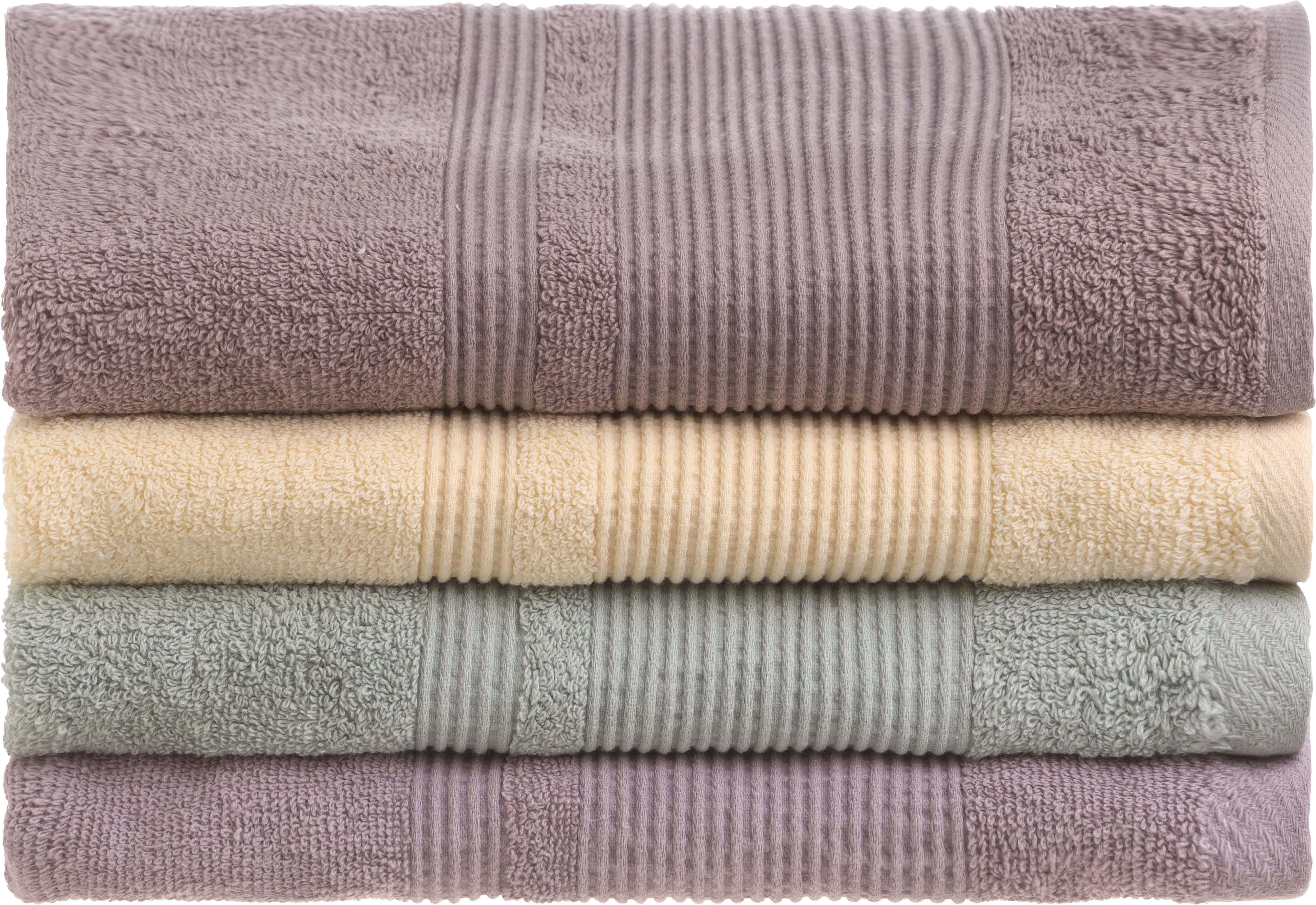 El Khergawy Jacquard Cotton Towel Set, 4 Pieces, 60×120 cm, Approximately 350 grm - Multicolor