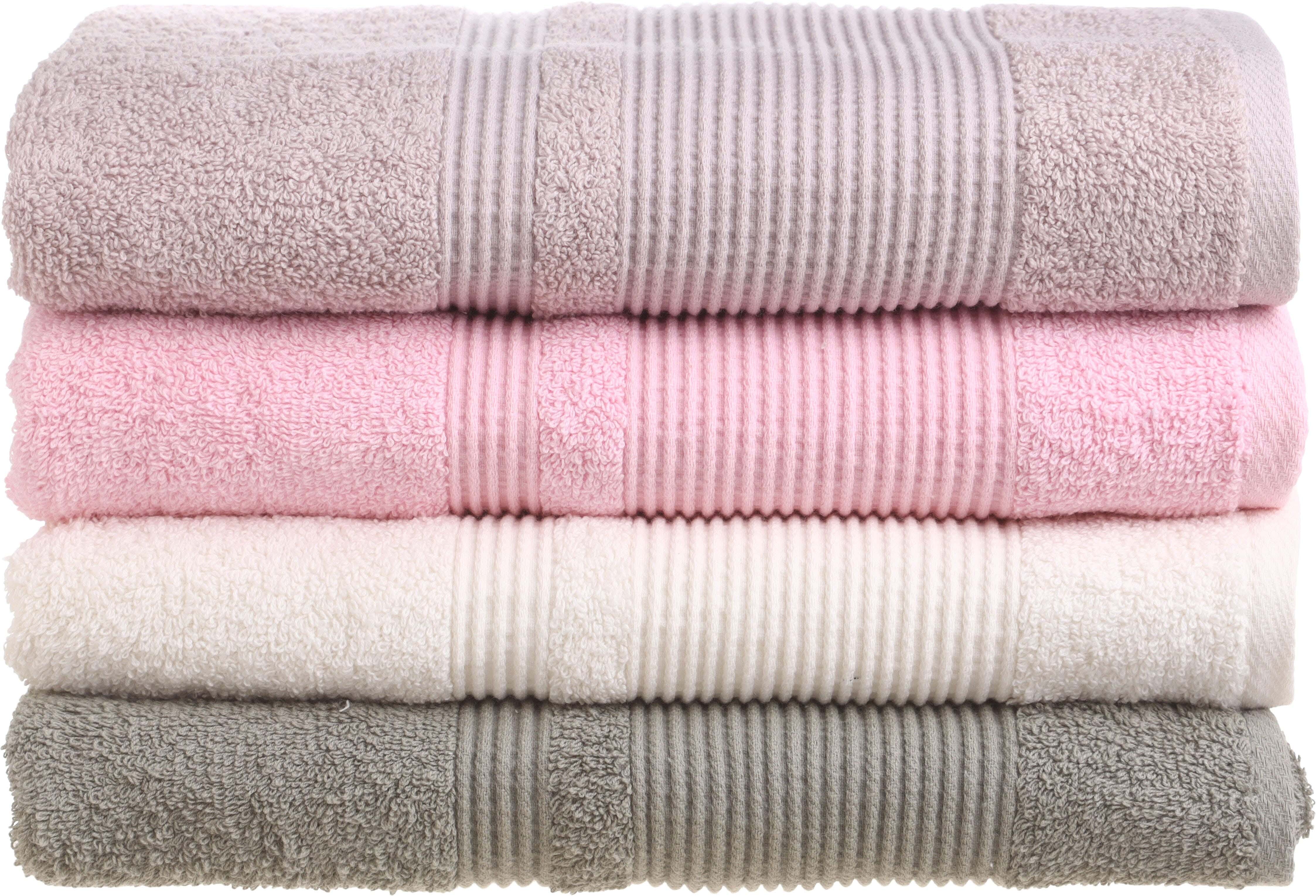 El Khergawy Jacquard Cotton Towel Set, 4 Pieces, 60×120 cm, Approximately 350 grm - Multicolor