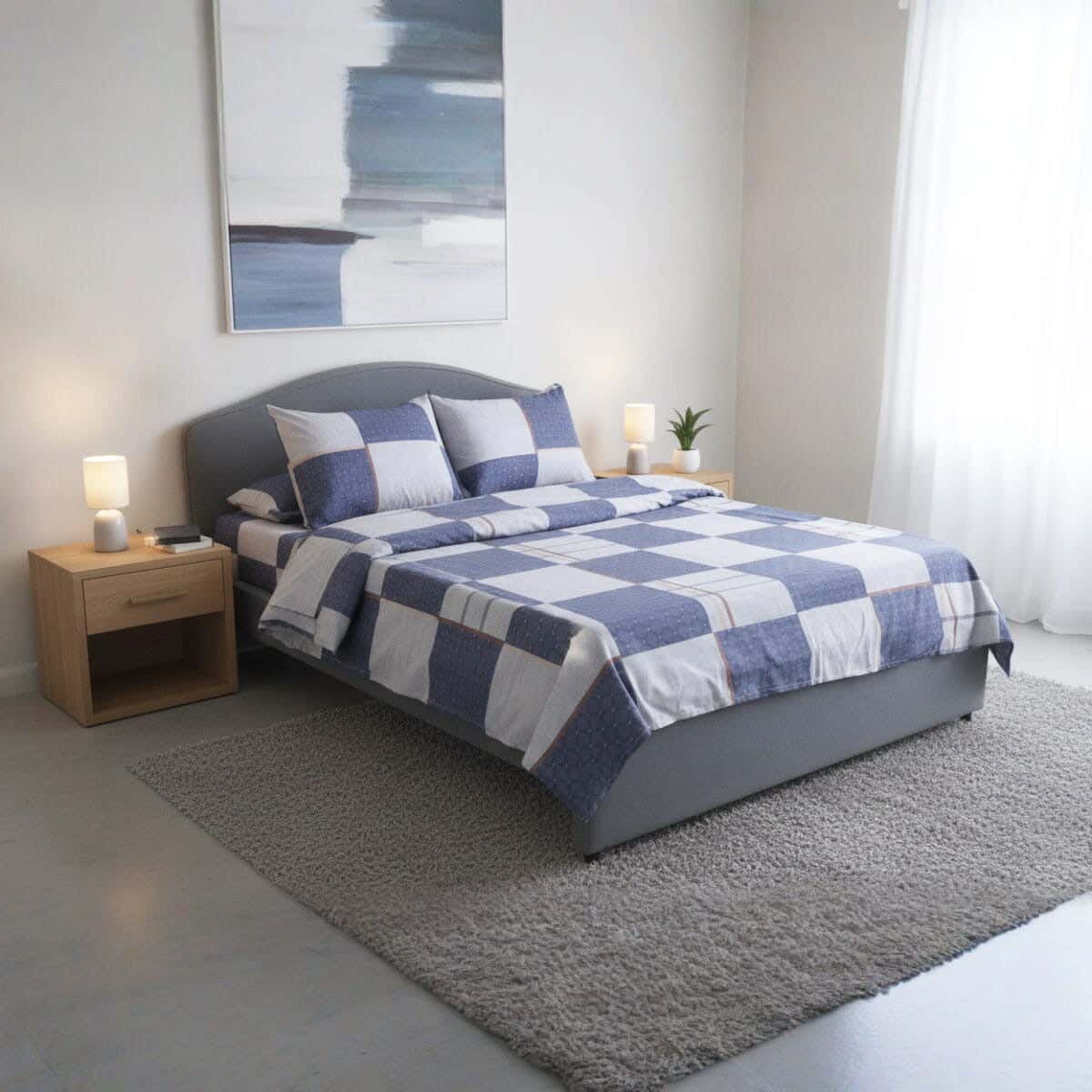 Shanghai Microfiber Bed Sheet Set, 4 Pieces, 210x235 cm, 1200 gm - Multicolor