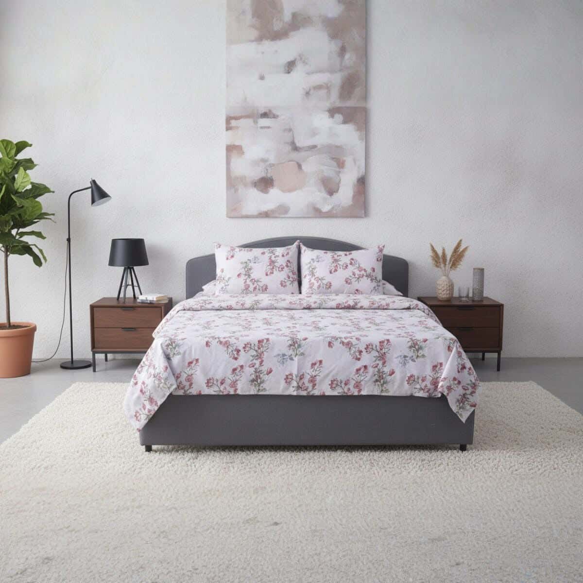 Shanghai Microfiber Bed Sheet Set, 4 Pieces, 210x235 cm, 1200 gm - Multicolor