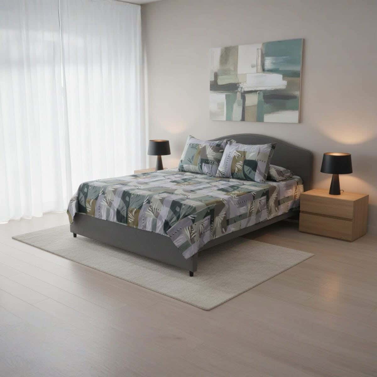 Shanghai Microfiber Bed Sheet Set, 4 Pieces, 210x235 cm, 1200 gm - Multicolor