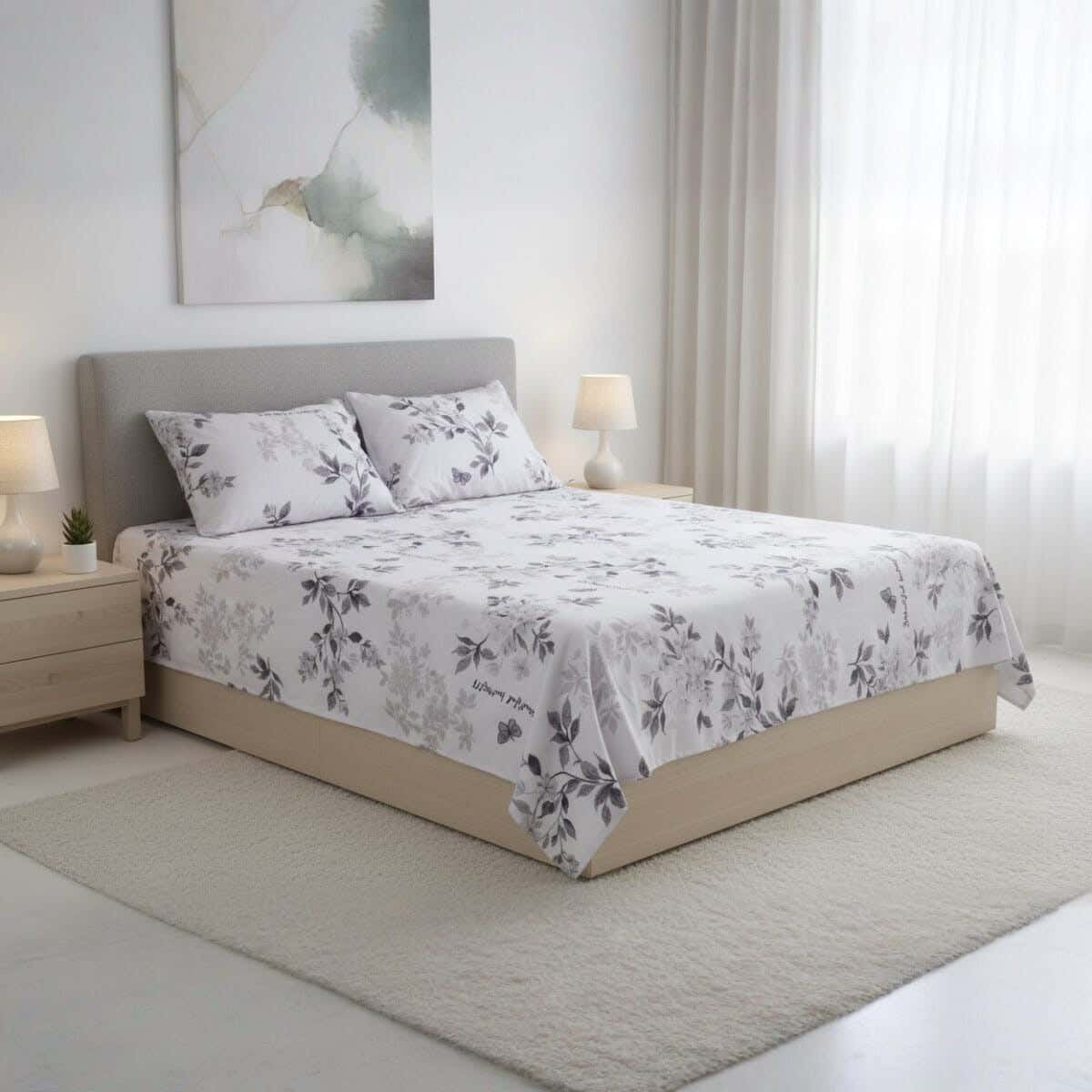 Shanghai Microfiber Bed Sheet Set, 4 Pieces, 210x235 cm, 1200 gm - Multicolor
