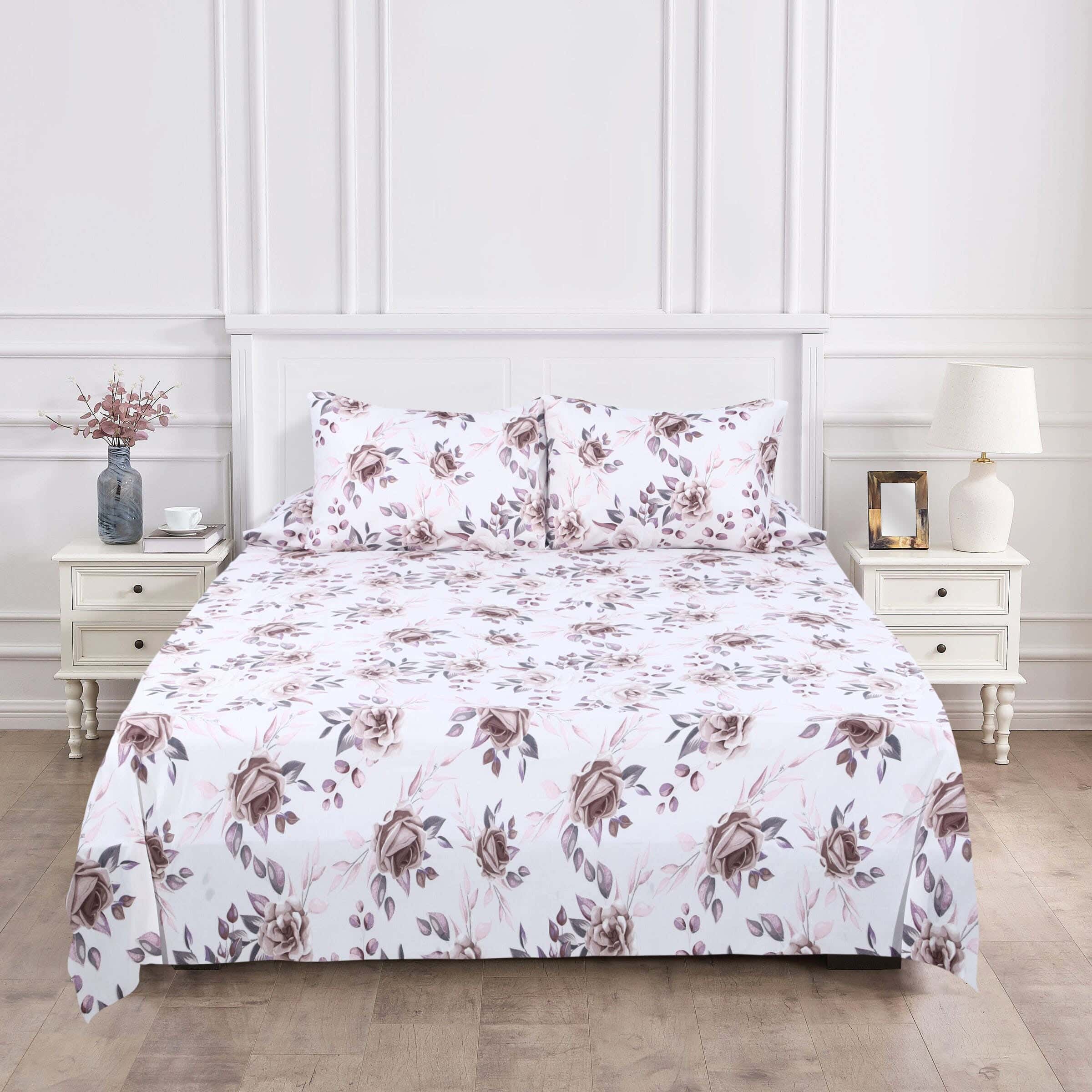 Shanghai Microfiber Bed Sheet Set, 4 Pieces, 210x235 cm, 1200 gm - Multicolor