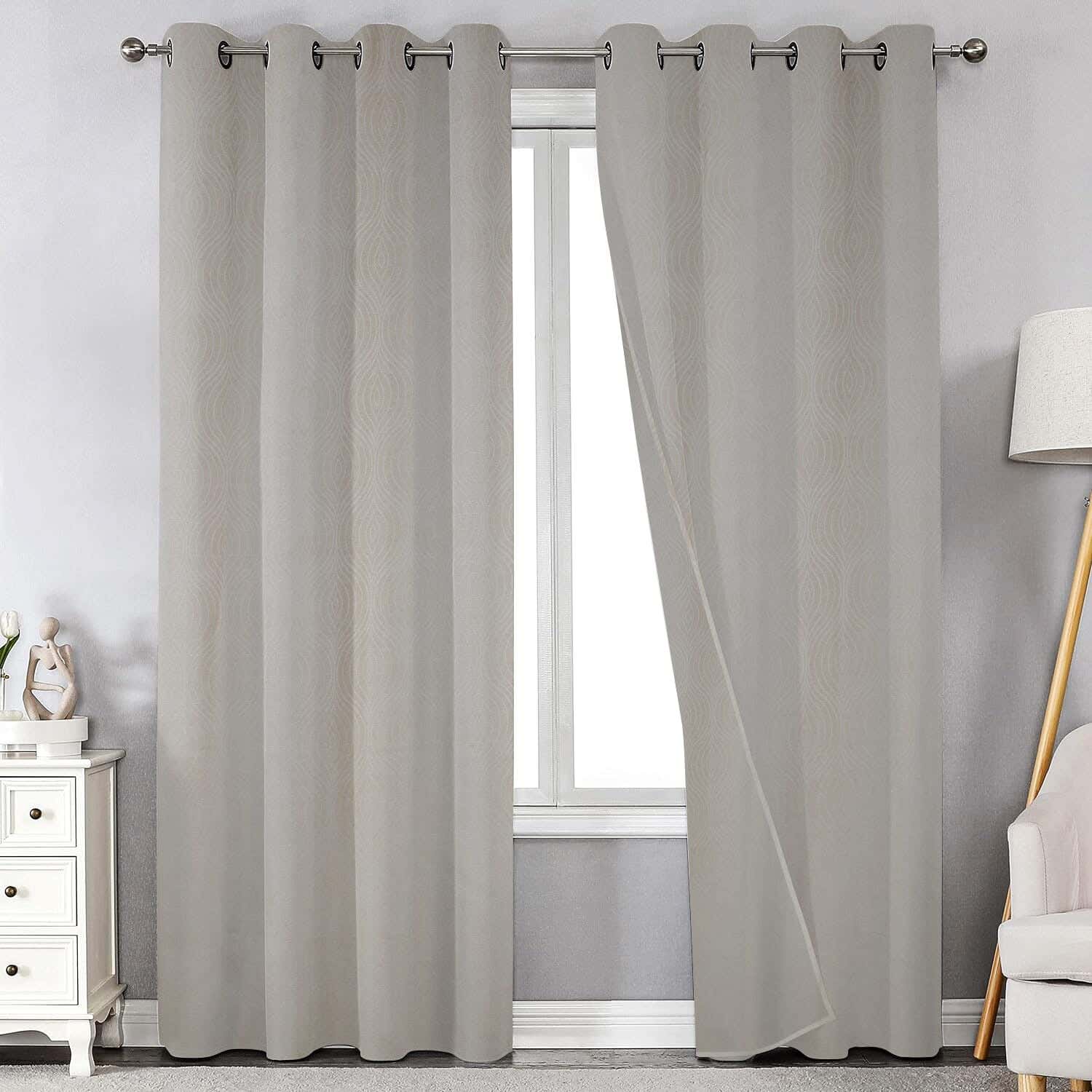 Makhmal Plain Chenille Curtain with Rings, 135×250 cm, 1000 grm approx - Beige ( 1 piece )
