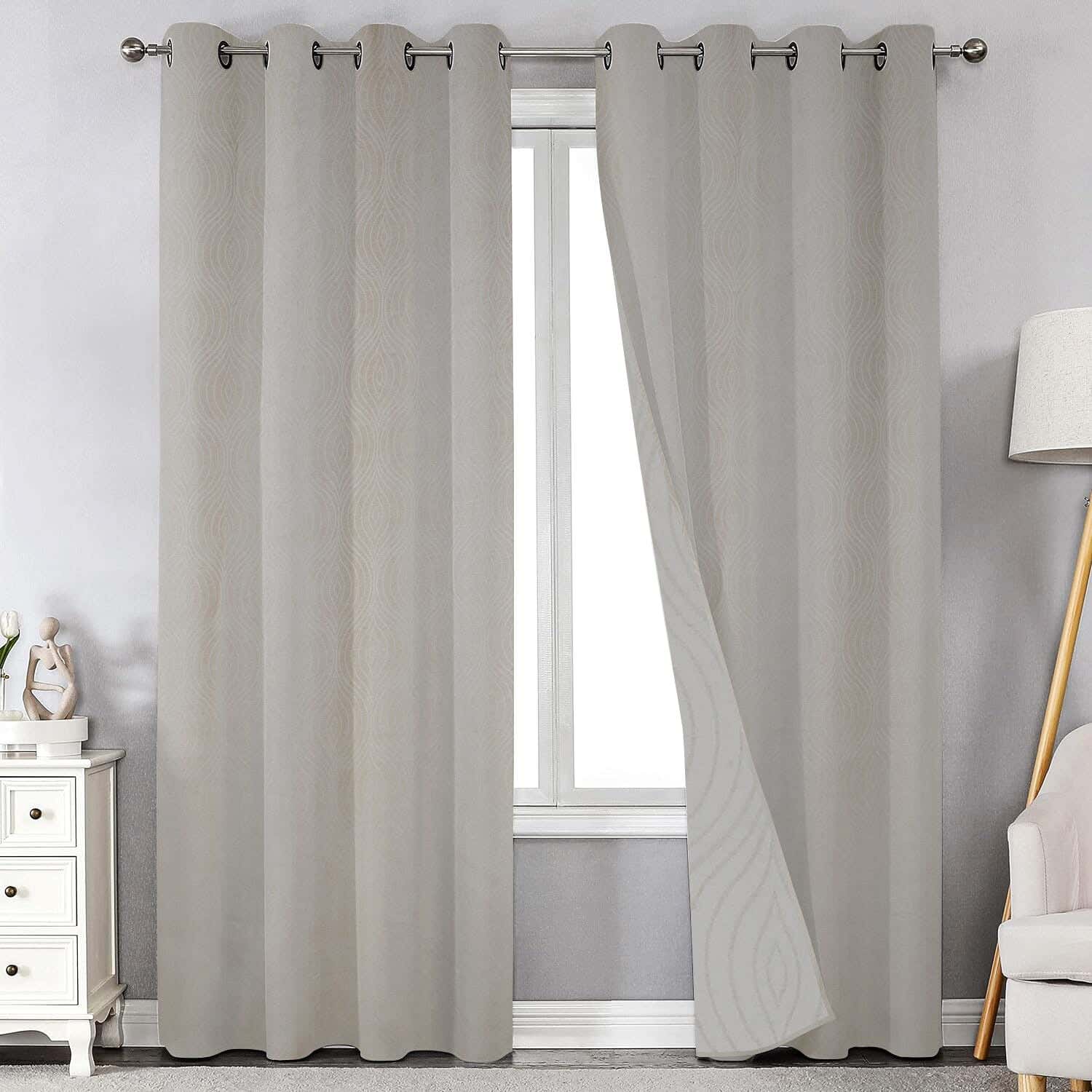 Makhmal Plain Chenille Curtain with Rings, 135×250 cm, 945 grm approx - Beige ( 1 piece )