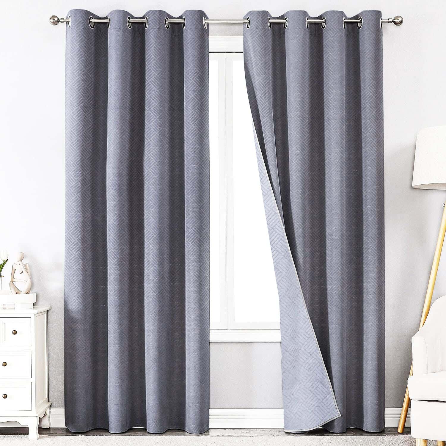 Makhmal Plain Chenille Curtain with Rings, 135×250 cm, 945 grm approx - Dark Grey ( 1 piece )