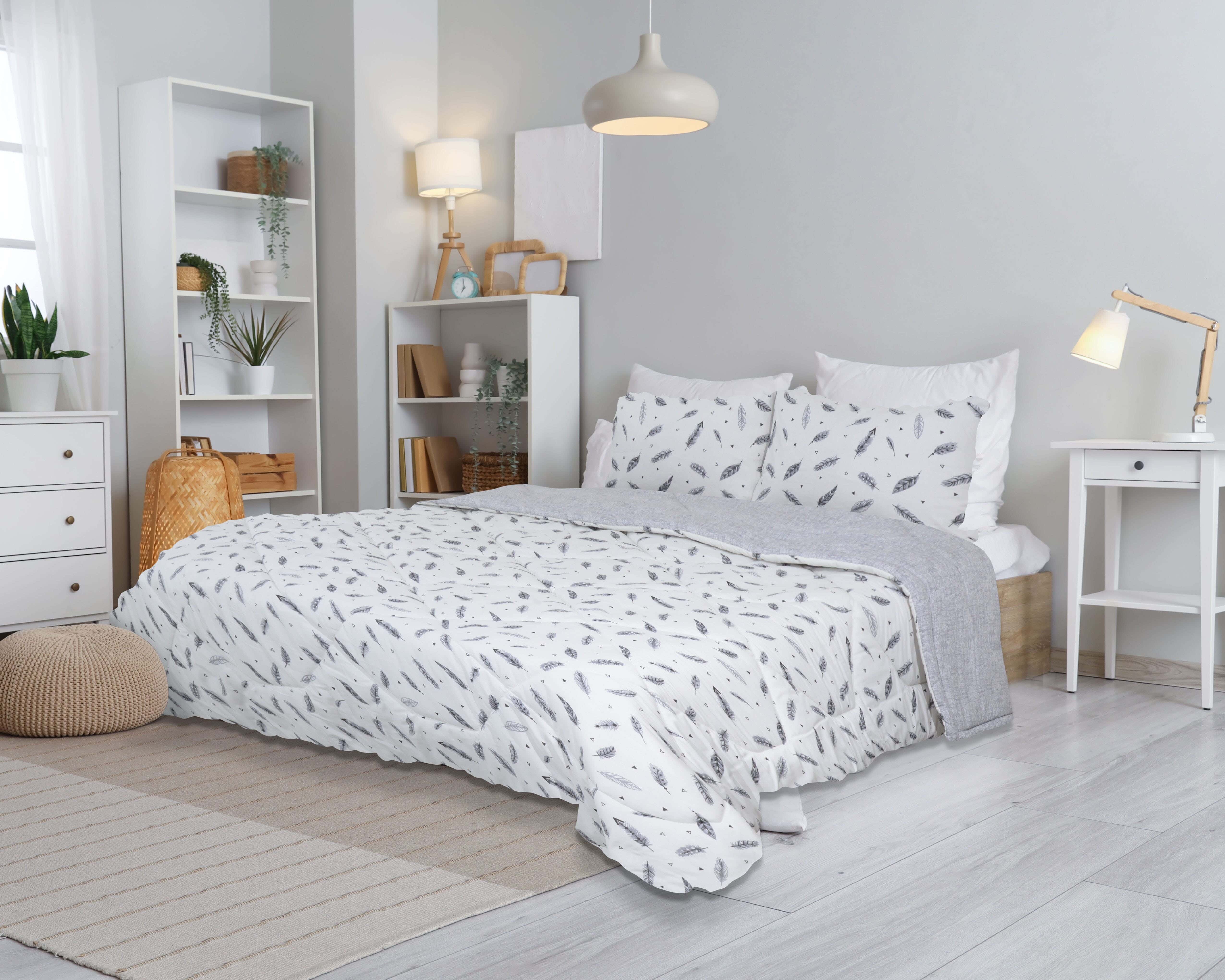 Mivida Cotton Quilt Set, 3 Pieces, 240×260 cm - White Grey