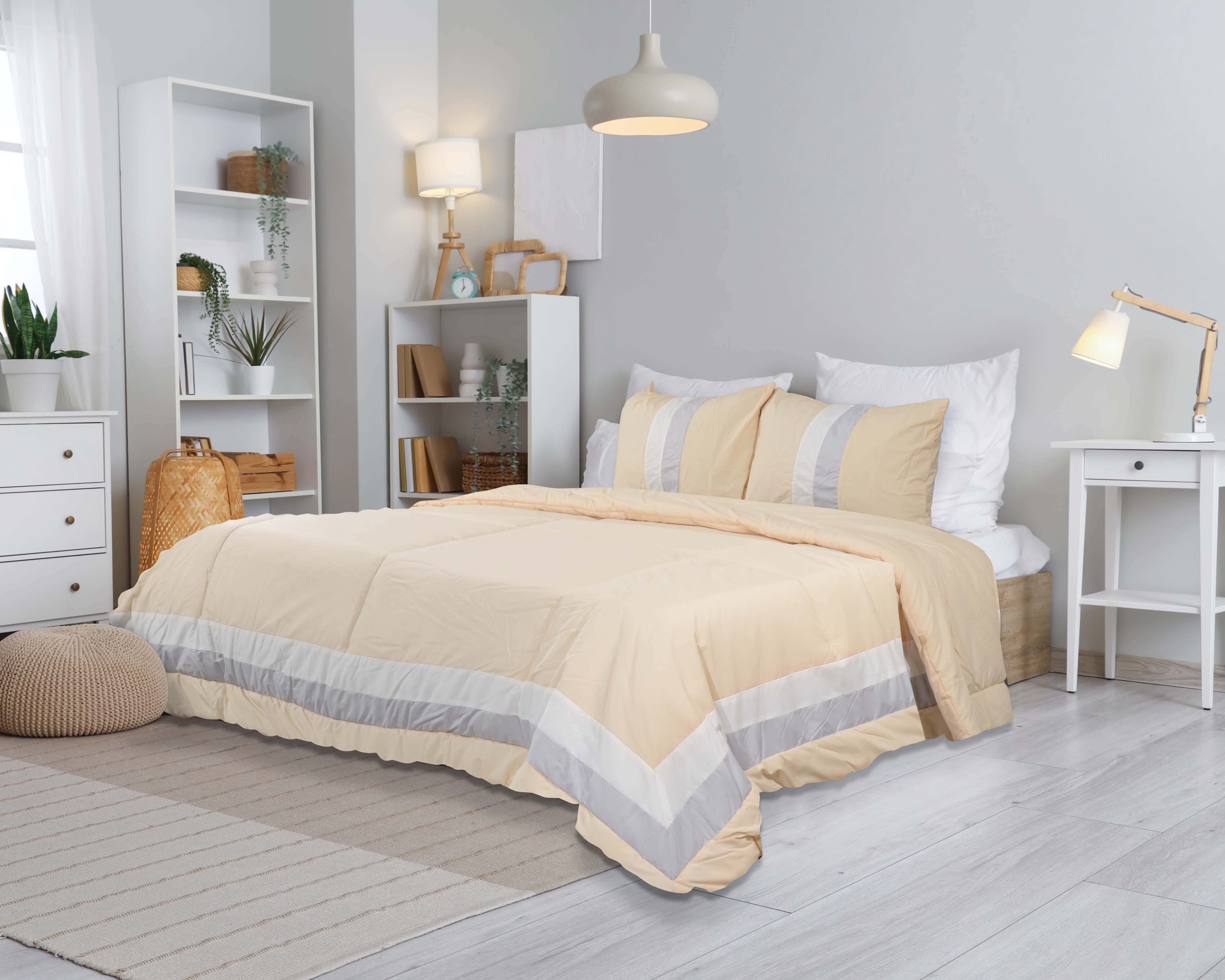 Evteks Cotton Quilt Set, 3 Pieces, 240×260 cm, 4800 gm - Coffee