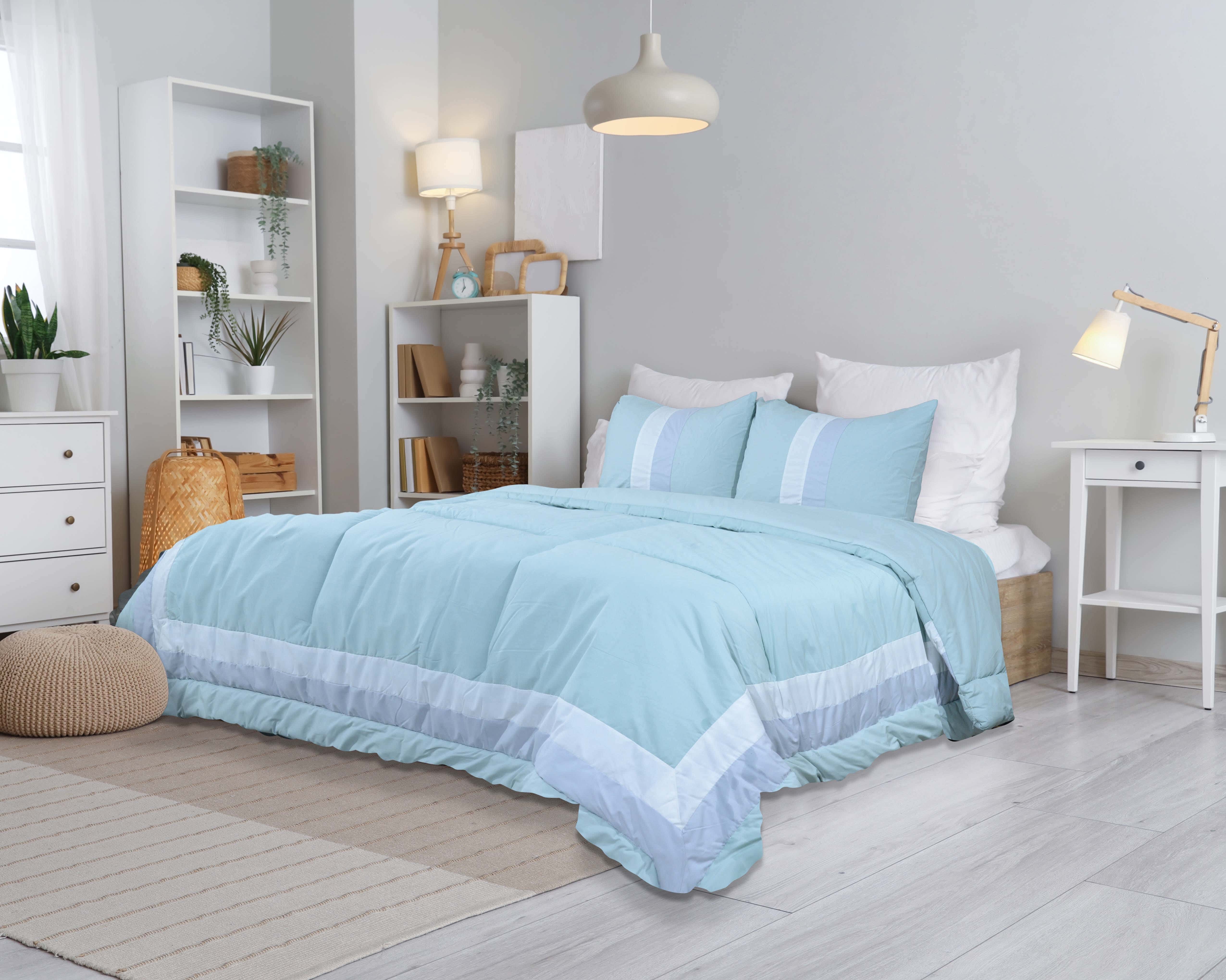 Evteks Cotton Quilt Set, 3 Pieces, 240×260 cm, 4800 gm - Light Green