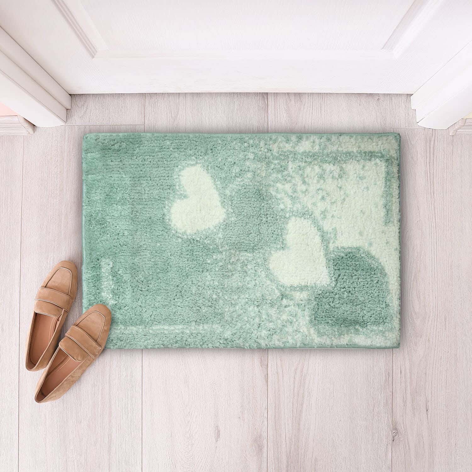 Carpet Velvet Door Mat, 48×78 cm - Olive White