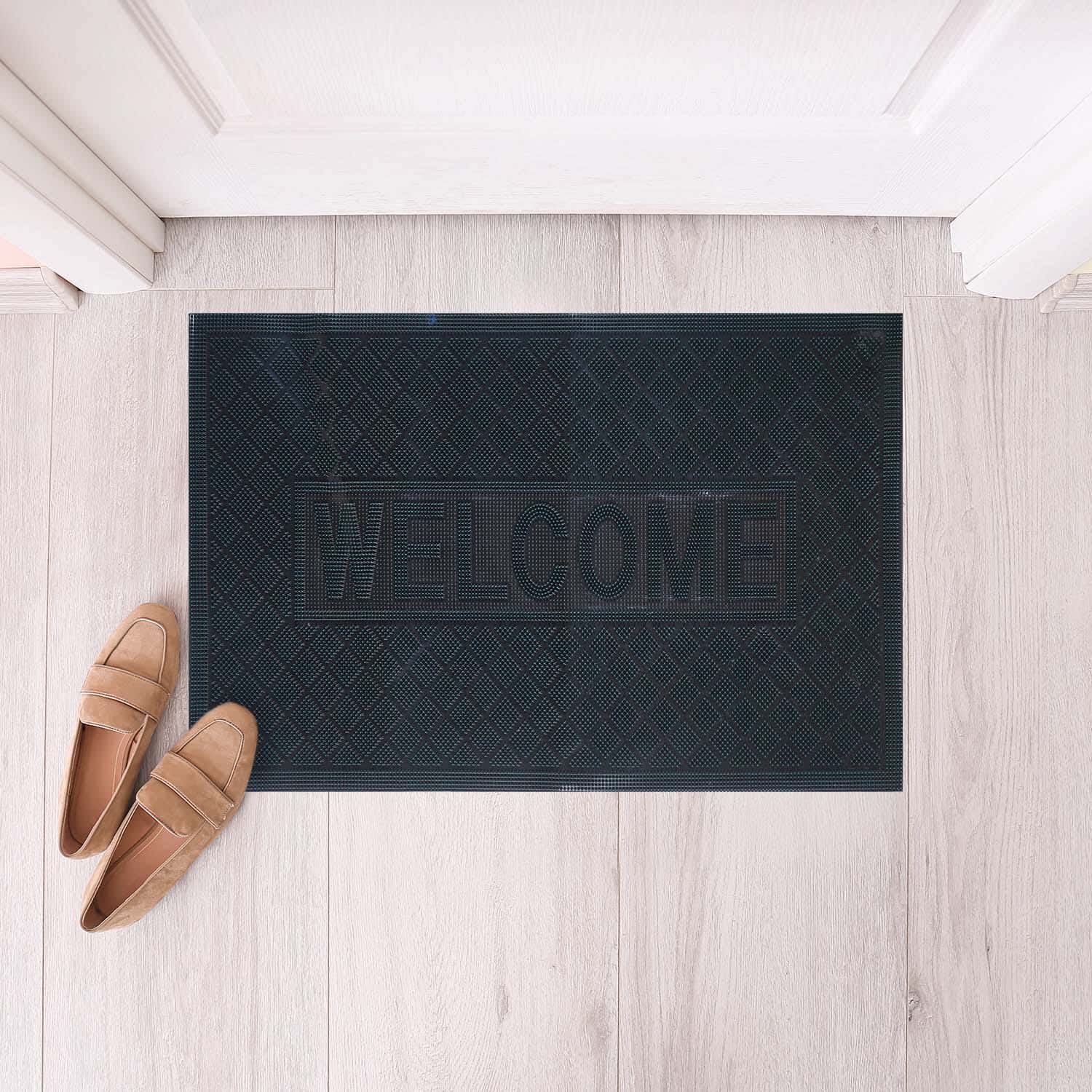 Polypropylene Dots Back Door Mat, 45x75 cm - Green Black