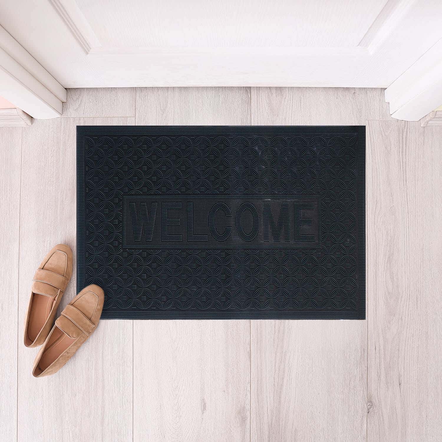 Polypropylene Dots Back Door Mat, 45x75 cm - Green Black