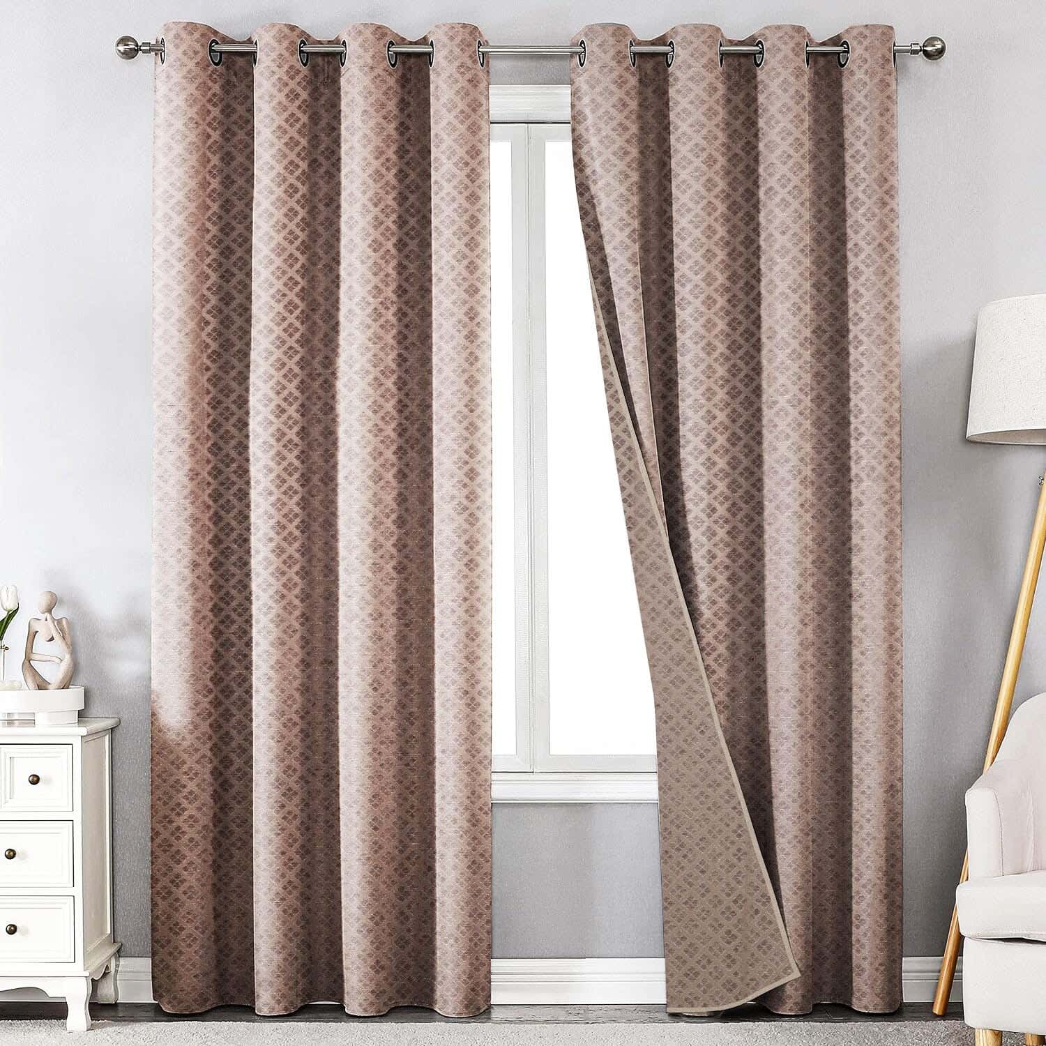 Mokhmal Plain Chenille Curtain with Rings, 135×250 cm, approximately 1085 grm - ( 1 piece )